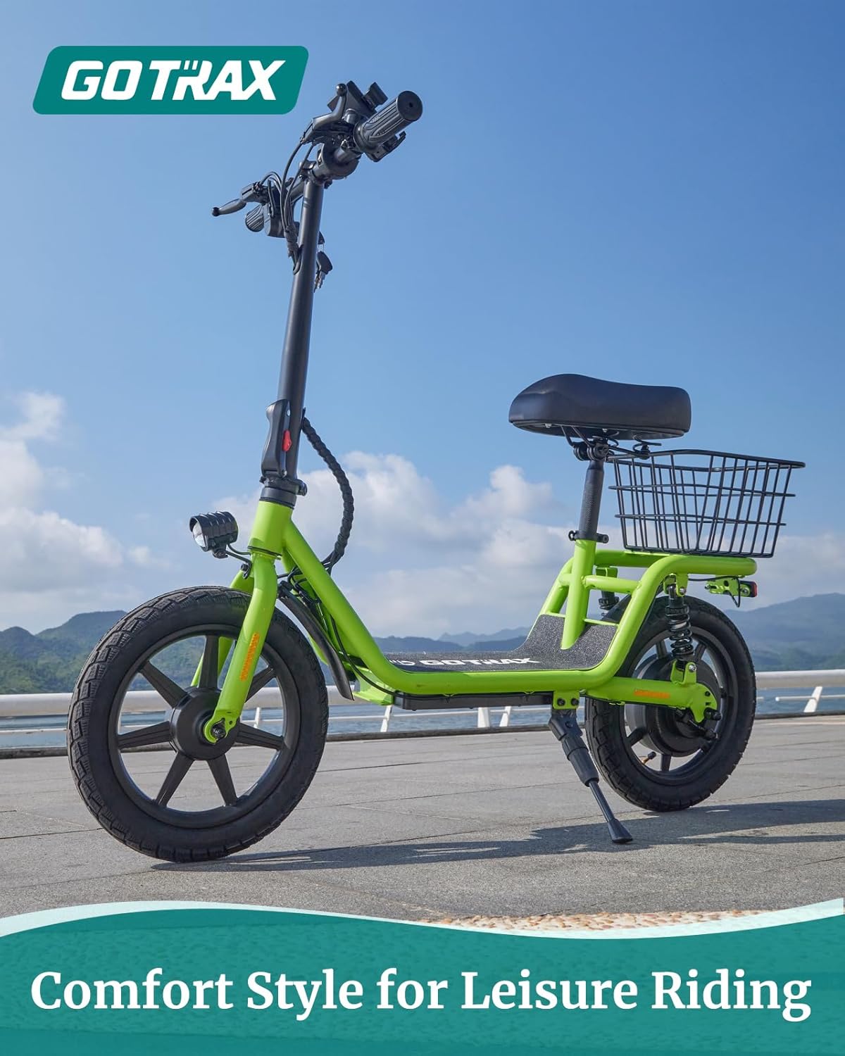 Gotrax FLEX Electric Scooter with Seat for Adult, 18.6Miles Range&15.5Mph Power by 400W Motor, 14″ Pneumatic Tire&Height Adjustable Seat, Foldable