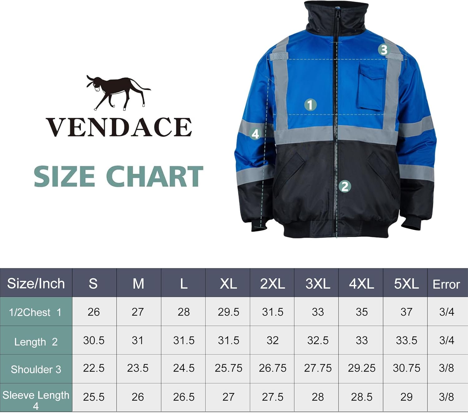 Chaquetas de seguridad reflectantes de alta visibilidad para hombre, forro polar ANSI Clase 1 Hi Vis, chaqueta de invierno con capucha (azul rey, XL)