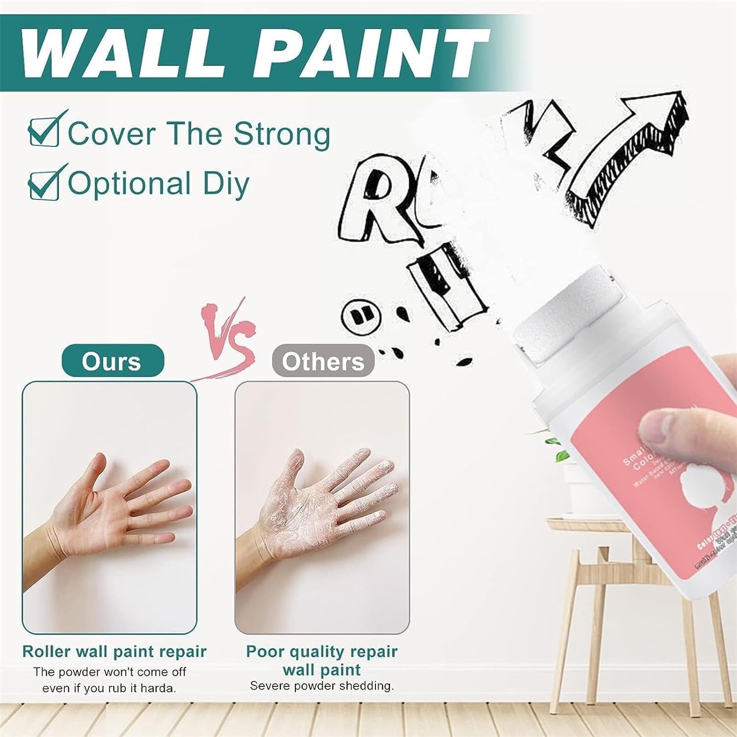 Pintura de acabado de gran pared, pintura de rodillo de spackle para ama de llaves, pasta de reparación de gran pared, kit de reparación de pared de