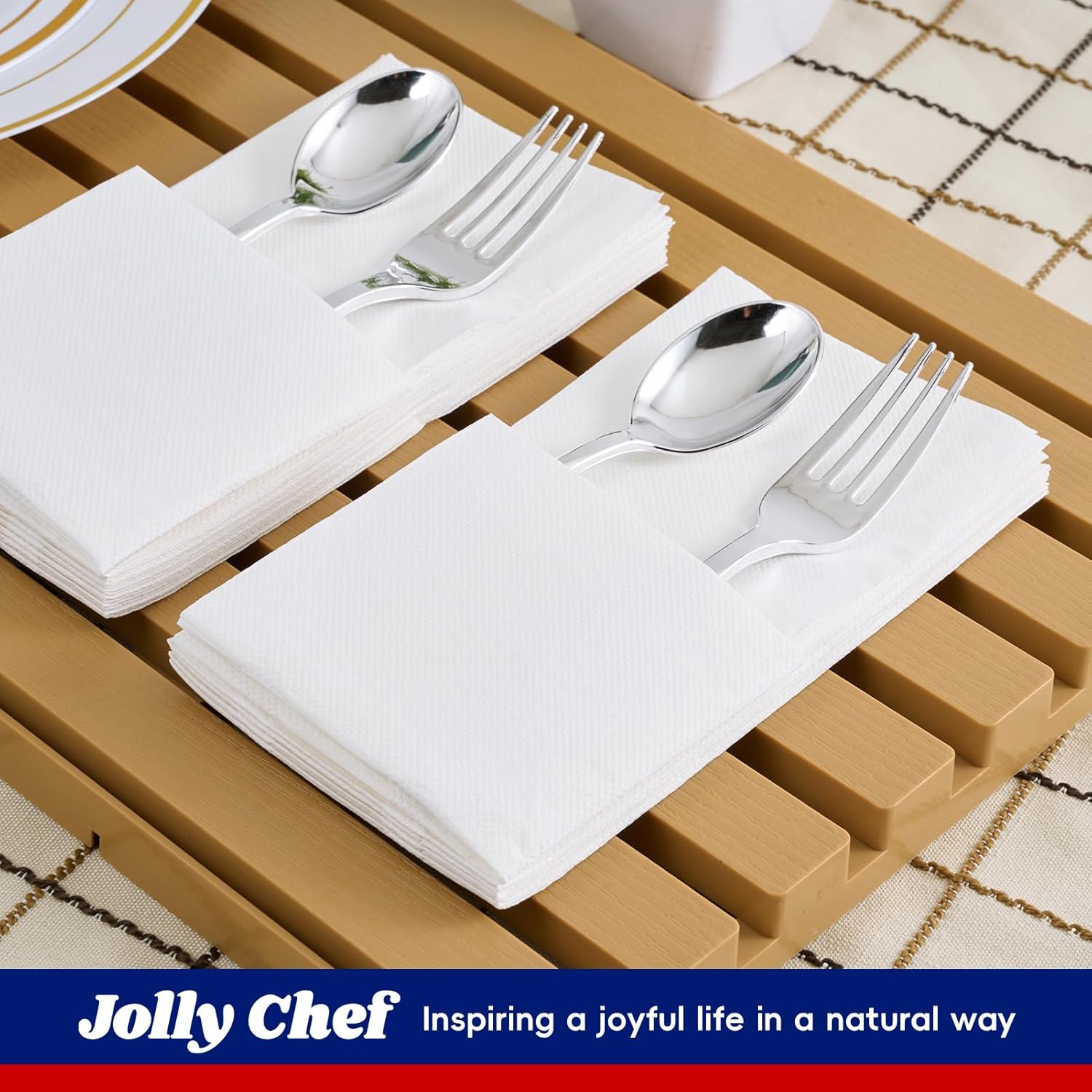 JOLLY CHEF Paquete de 200 servilletas de papel desechables, servilletas de baño suaves para invitados, toallas de mano de papel blanco de 2 capas