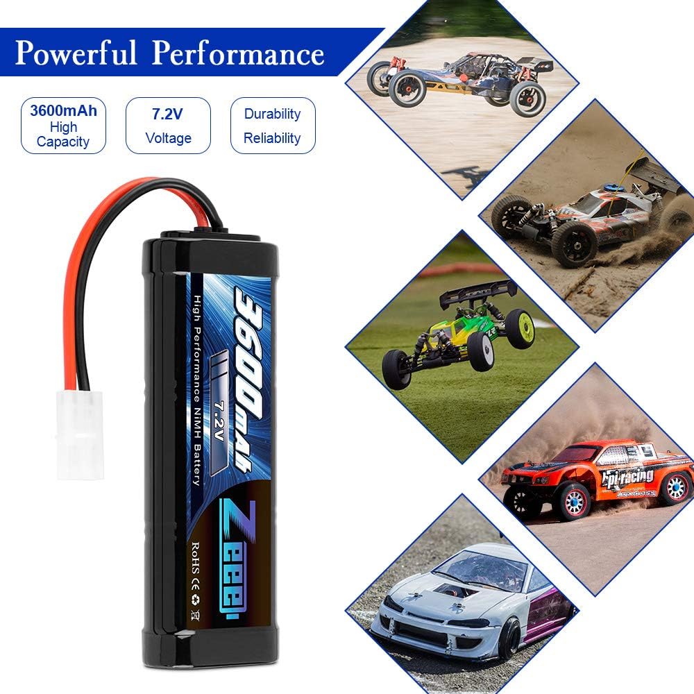 Zeee 7.2V 3600mAh RC NiMH Batería con Tamiya Plug 2 Pack Baterías con 1 unids Lipo Safe Bag Bolsa ignífuga a prueba de explosiones para carga de