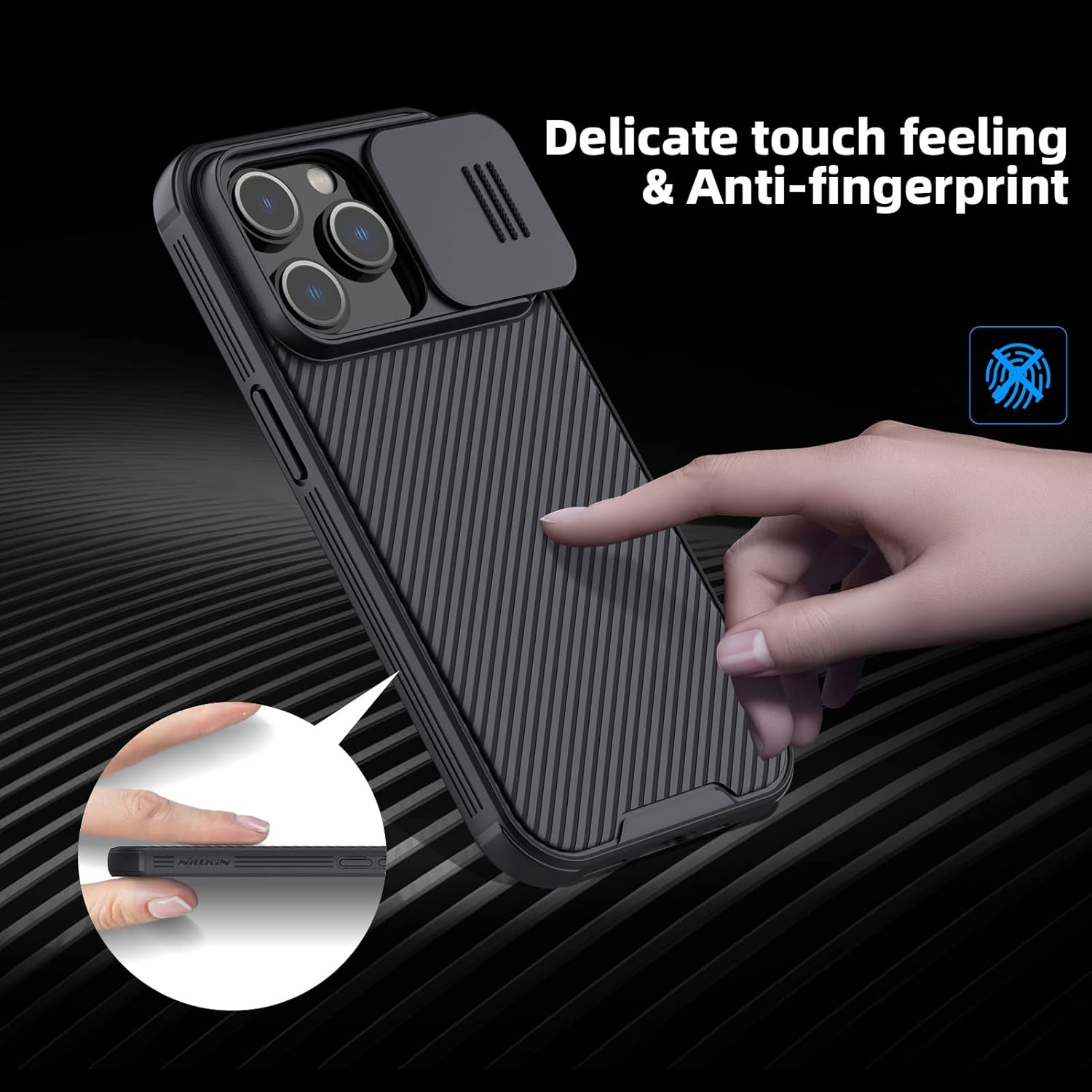 Nillkin CamShield Pro diseñada para iPhone 14 Pro con funda para cámara, funda con protección deslizante para cámara, delgada, a prueba de golpes,