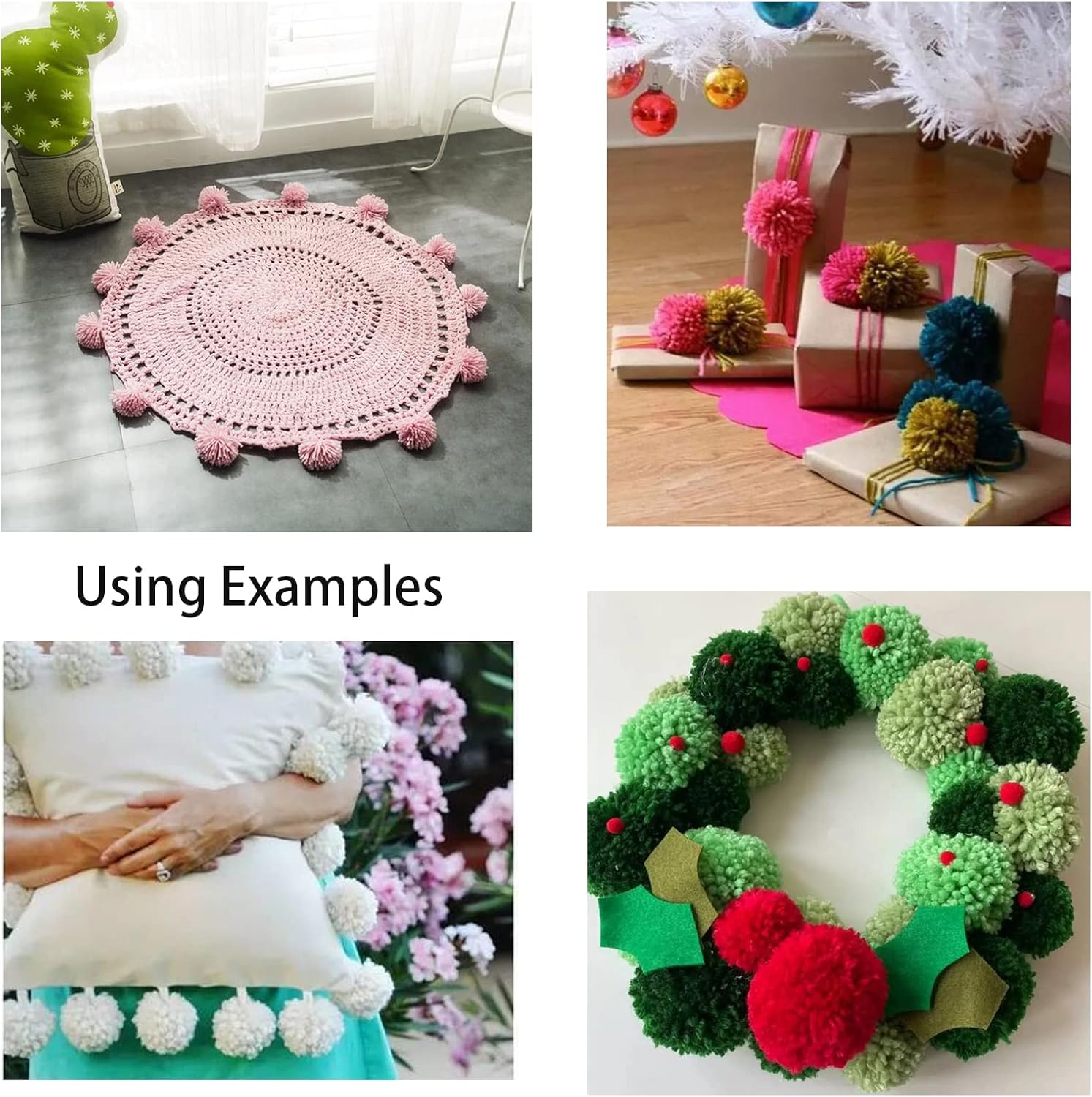 Paquete de 12 pompones de hilo para sombreros de 3.1 in a 3 pulgadas, suministros de fiesta, hechos a mano, accesorios decorativos (blanco)