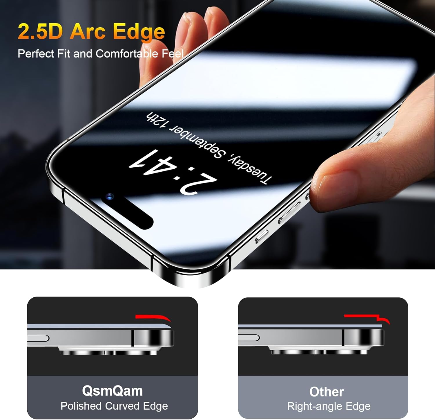 QsmQam Paquete de 3 protectores de pantalla para iPhone 15 Pro Max de 6.7 pulgadas con 3 protectores de lente de cámara, vidrio templado Ultra HD,
