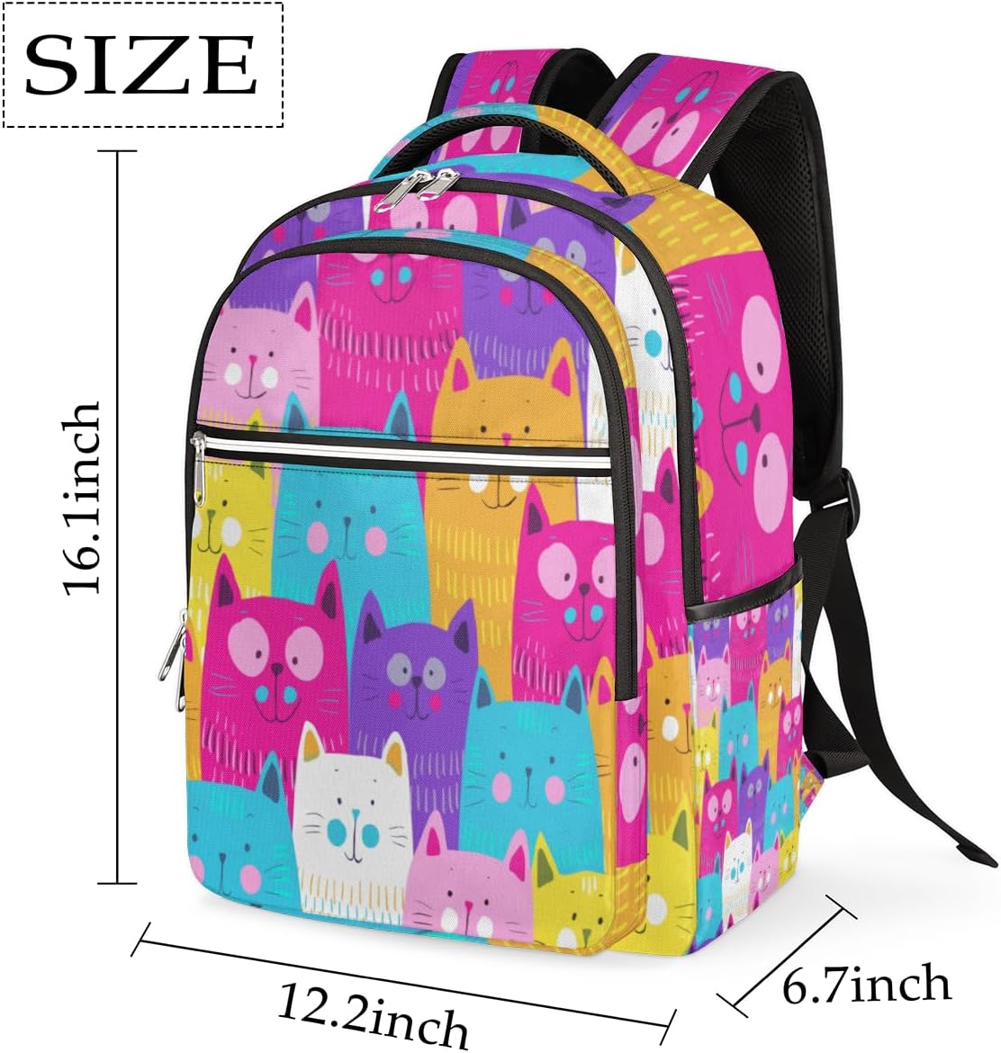 Smart Cartoon Cat Travel Laptop Backpack for Women Lightweight Laptop Bag Fits 15.6 inch Laptop Durable Travel Backpack Casual Daypack for Work