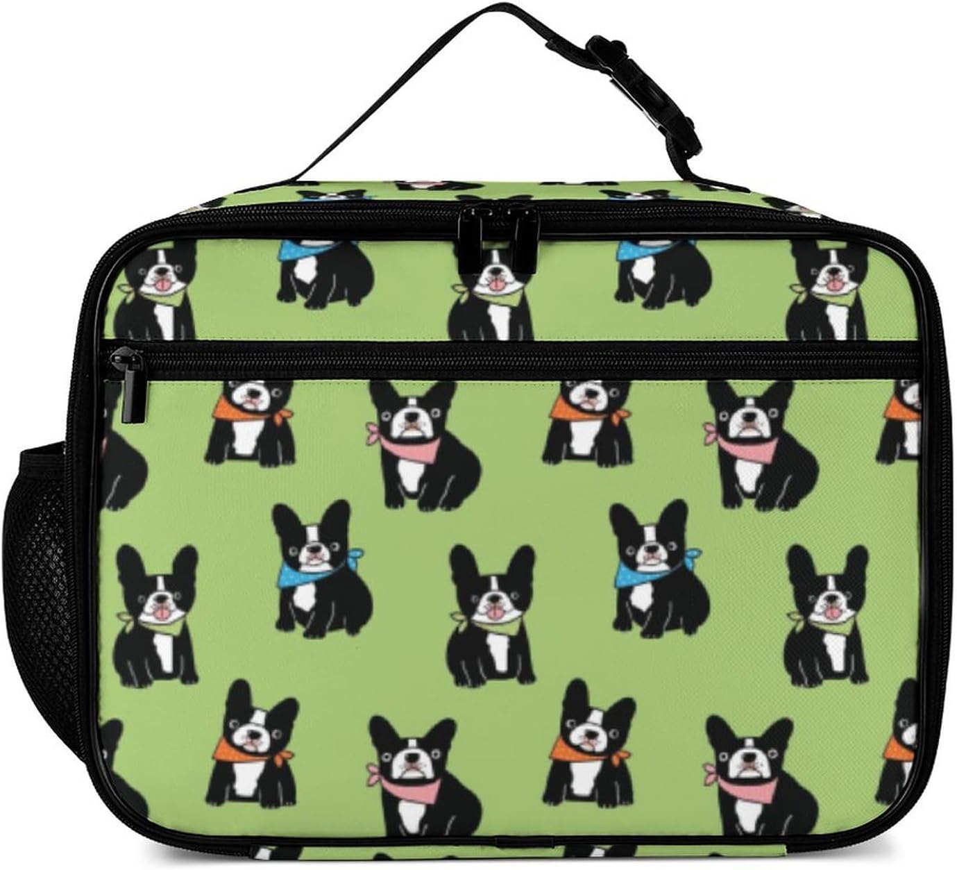 Lonchera reutilizable de bulldog francés, bolsa de almuerzo aislada, lonchera para comida y alimentos, bolsa de mano para mujeres, niños, niñas,
