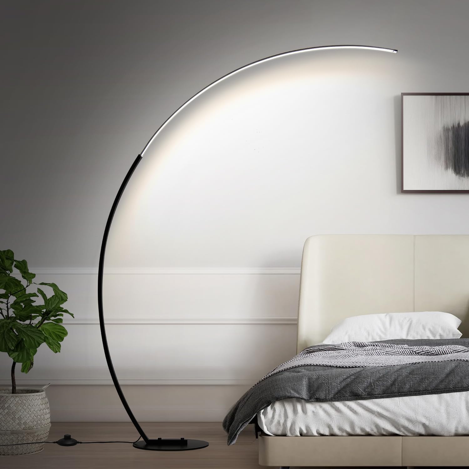 Lámpara de pie LED regulable con 3 temperaturas de color, lámparas de pie de arco ultra brillantes de 2000 lm para sala de estar, lámpara alta de