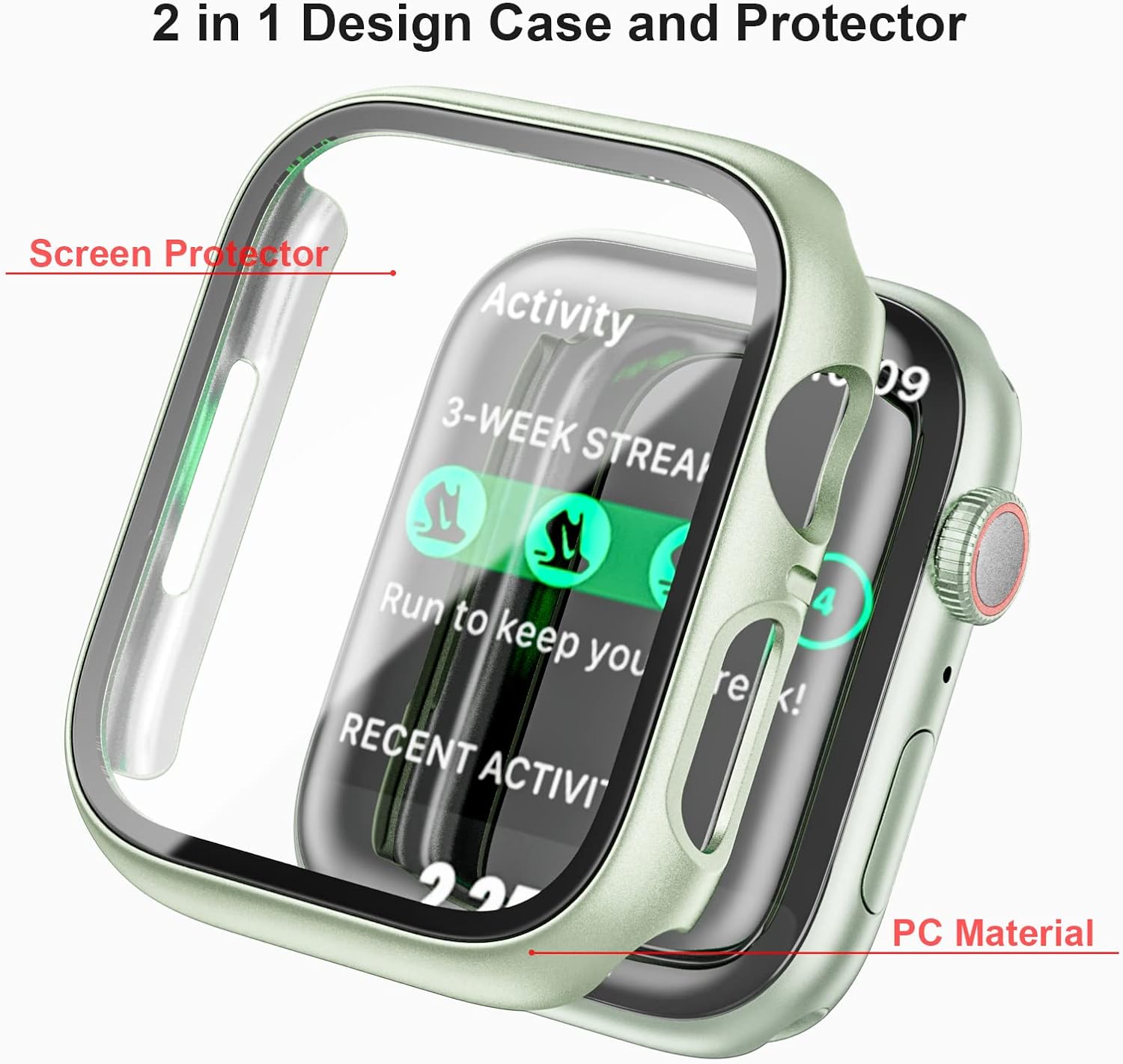 Haojavo Paquete de 16 fundas rígidas de policarbonato para Apple Watch de 1.654 pulgadas Series 3 2 con protector de pantalla de vidrio templado,