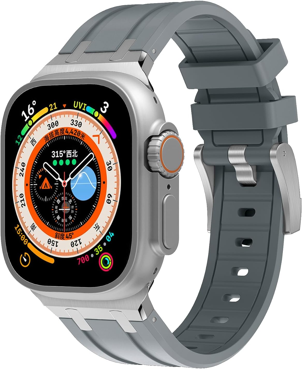 NewWays Correa para Apple Watch de 1.61 pulgadas, 1.57 pulgadas, 1.57 pulgadas, 1.49 pulgadas, banda ancha de goma de silicona líquida deportiva AP