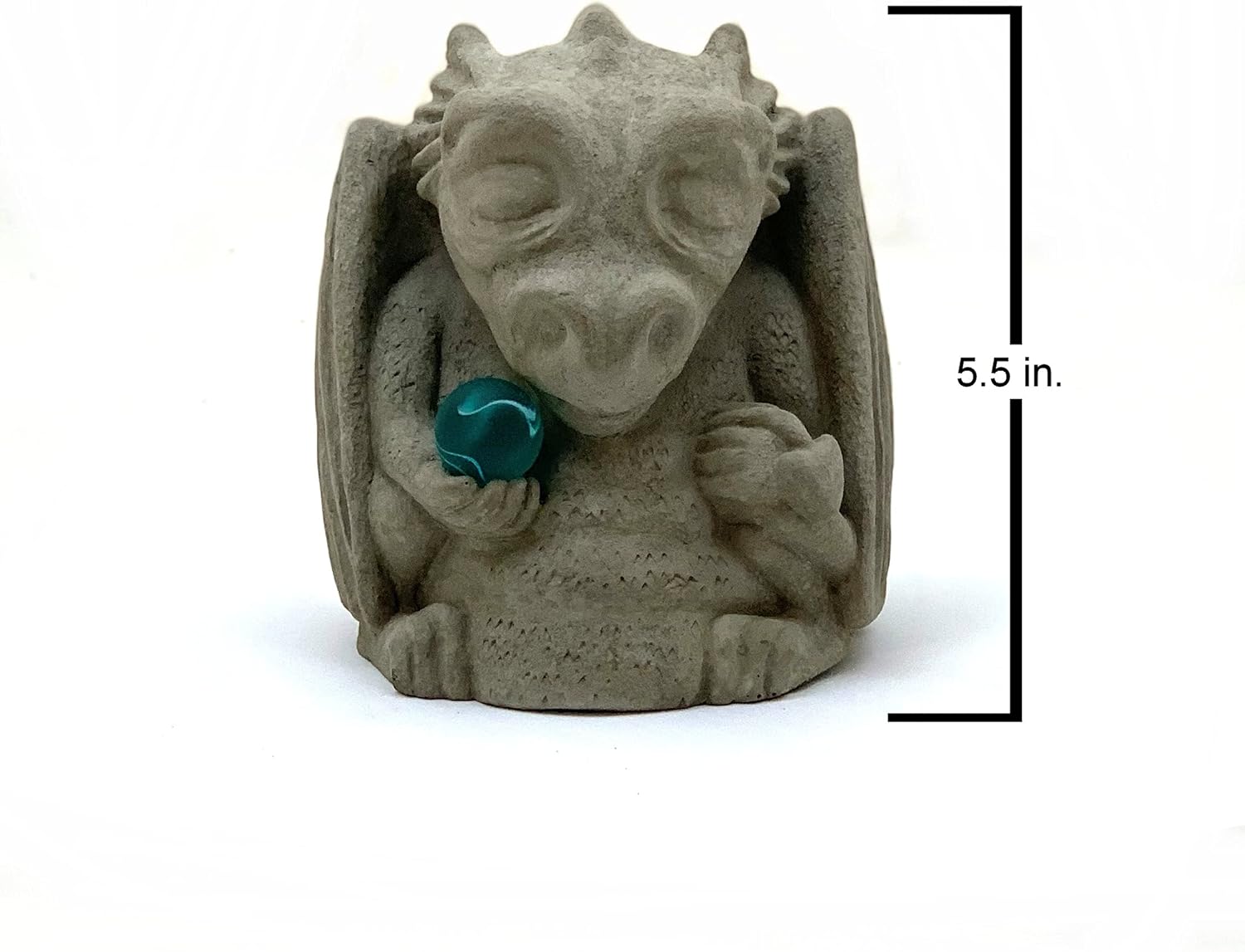 Dragón de Buda meditador con esfera zen piedra sólida y duradera. Perfecto para el hogar, jardín o regalo. Sellado para uso en exteriores. Hecho a