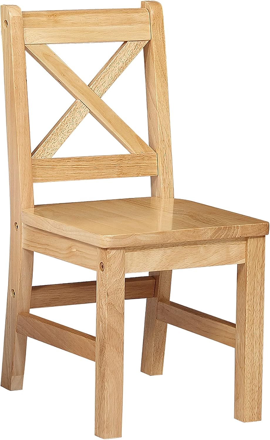 eHemco Silla infantil con respaldo en X de madera maciza, natural, juego de 2