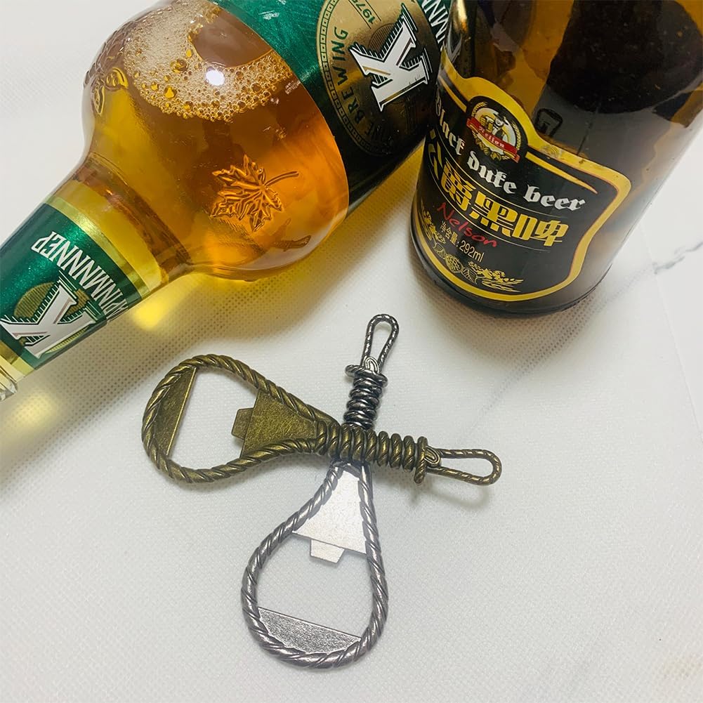 Paquete de 2 abridores de botellas, abridor de cerveza de metal creativo adecuado para el hogar, cocina, restaurante y bar (negro)