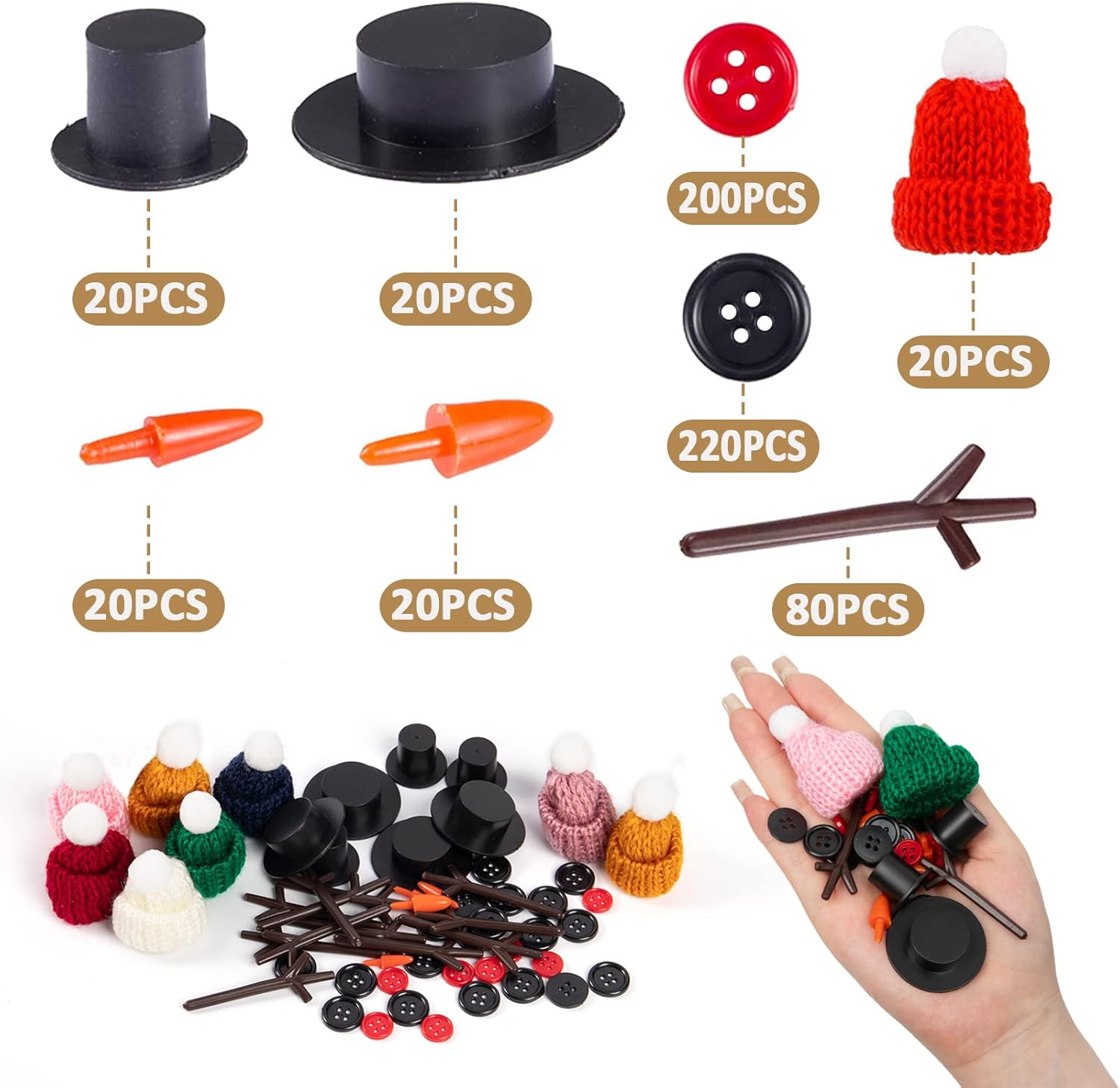 Kit de manualidades de muñeco de nieve de 600 piezas para niños, construye un kit de muñeco de nieve para recuerdos de fiesta, actividades de