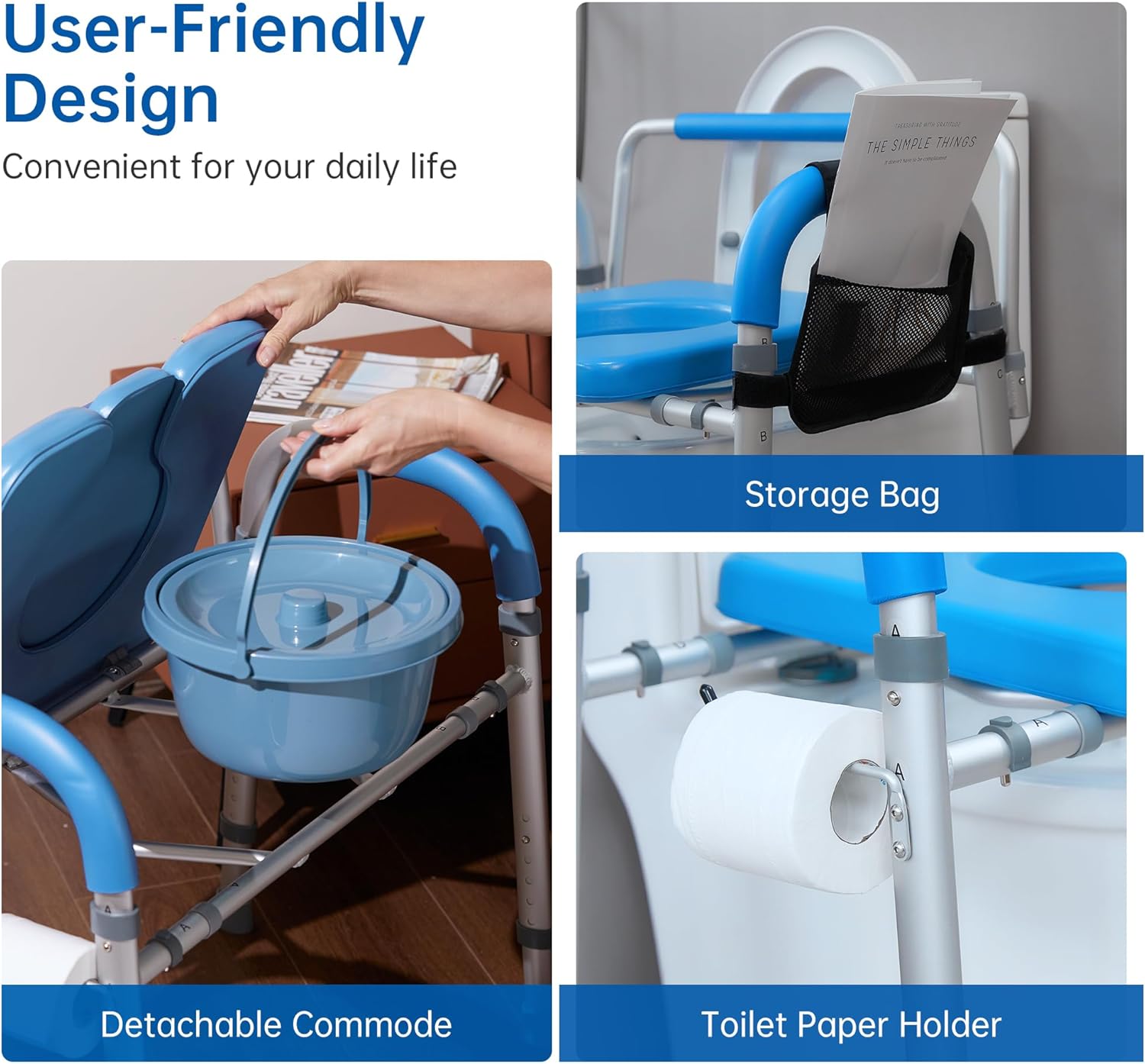 Asiento de inodoro elevado de alta resistencia con reposabrazos y respaldo, elevador elevado de asiento de inodoro 450 libras, silla médica de