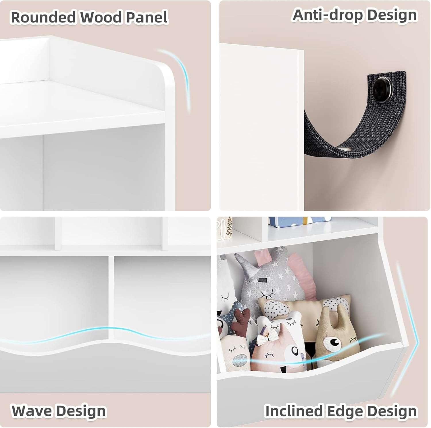 IDEALHOUSE Librero, organizador de almacenamiento de juguetes, cinco espacios de almacenamiento, adecuado para dormitorio, sala de juegos, sala de