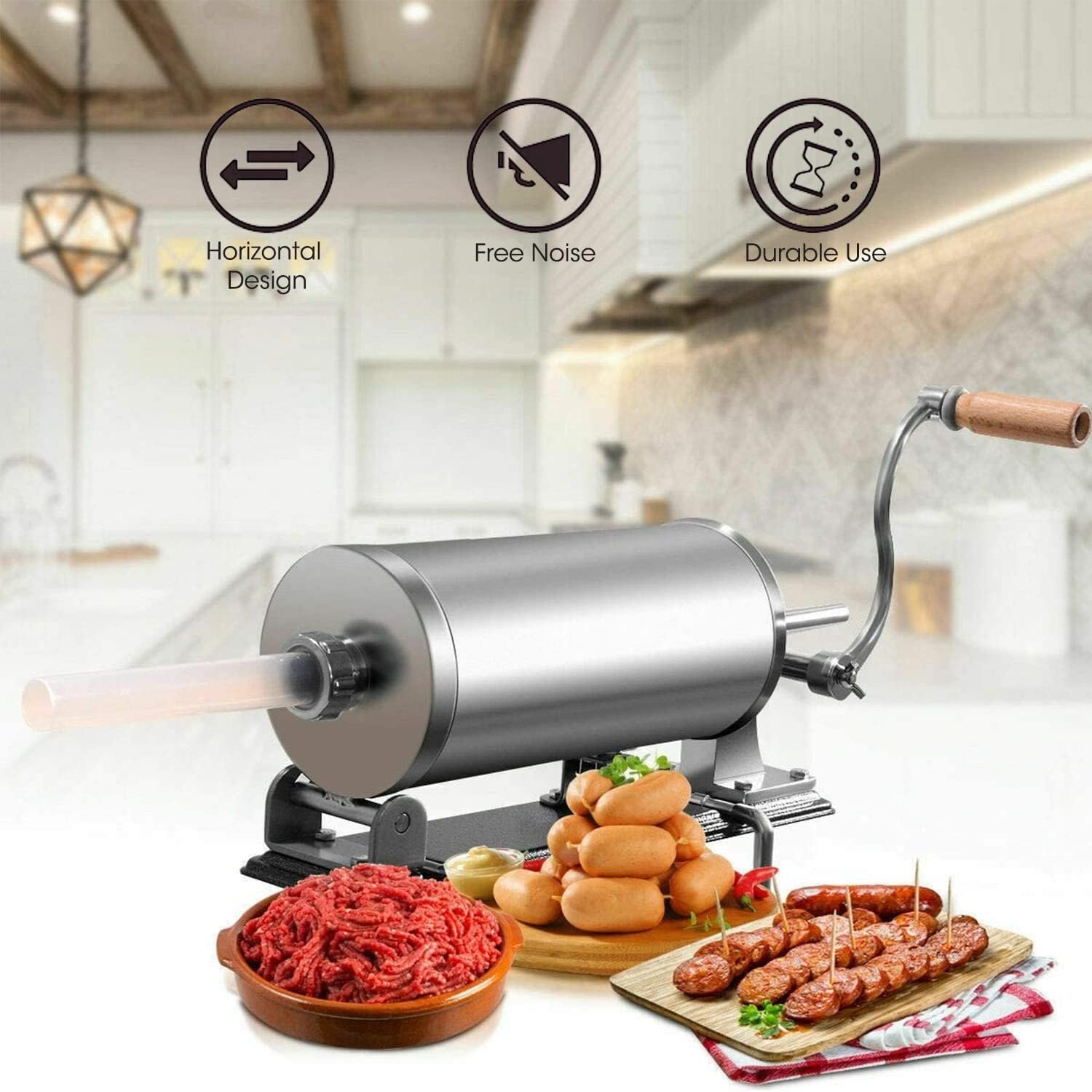 Embutidora de salchichas, máquina de salchichas de acero inoxidable, la mejor máquina profesional de llenado de salchichas de carne de cocina con 4