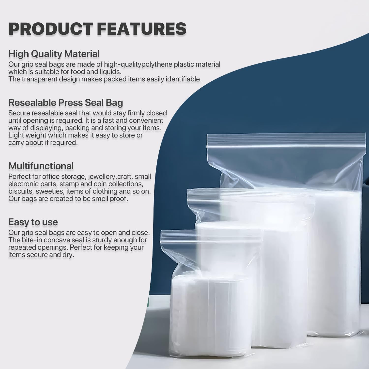 1000 unidades, (3 x 3 pulgadas), bolsa con cierre de cremallera transparente de 4 mil de grosor, bolsas con cremallera, bolsas de plástico de