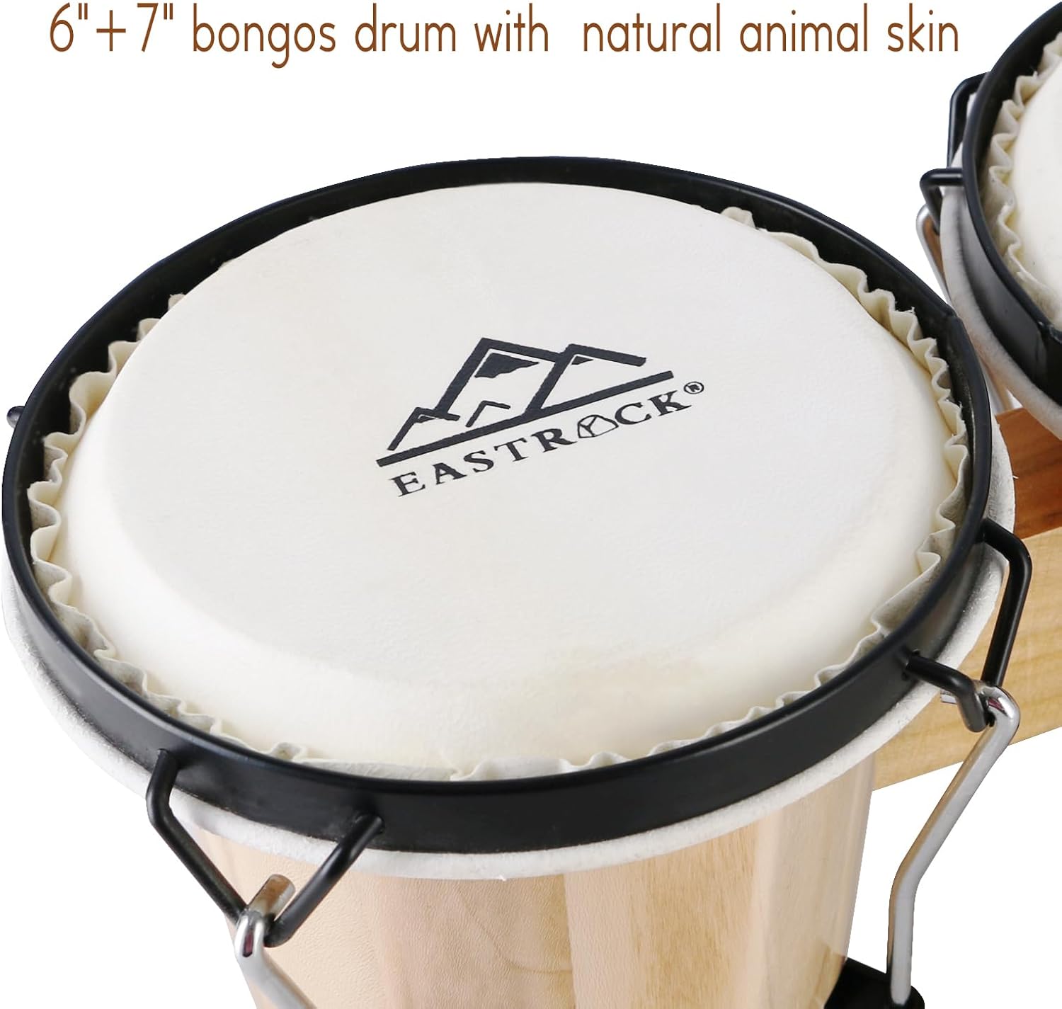 EastRock Bongo – Juego de tambor de 6 y 7 pulgadas para adultos, niños, principiantes, profesionales, instrumentos de percusión de madera y metal