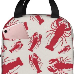 Lonchera estampada con langosta roja, bolsas de almuerzo aisladas para mujeres y hombres, lonchera reutilizable para el trabajo, picnic o viajes Lonchera estampada con langosta roja, bolsas de almuerzo aisladas para mujeres y hombres, lonchera reutilizable para el trabajo, picnic o viajes