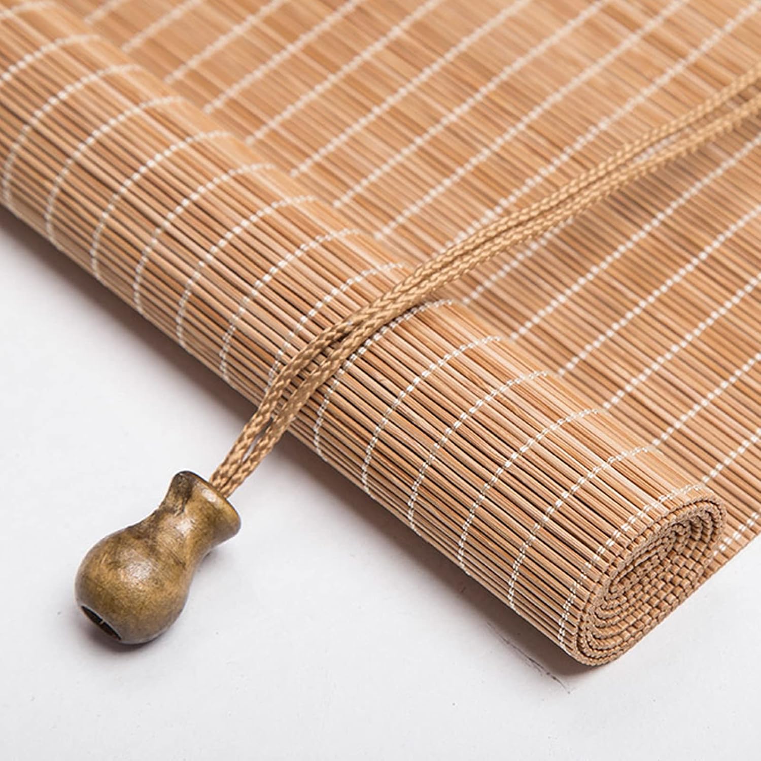 Persianas enrollables de bambú para patio con elevador, ventana enrollable de bambú, para balcón, hotel, tetera, 21.7 x 51.2in