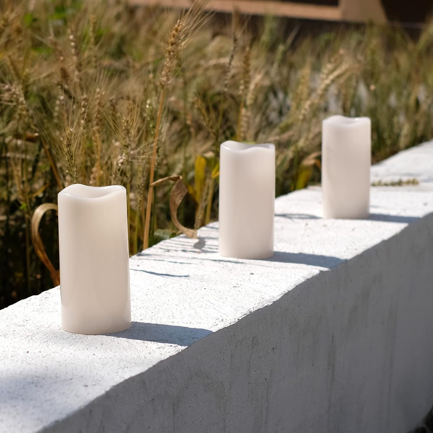 Velas de luz LED de pilas, sin llama, de 4 x 6 pulgadas, para exteriores, impermeable IP44, luz blanca cálida, con control remoto y temporizador, de