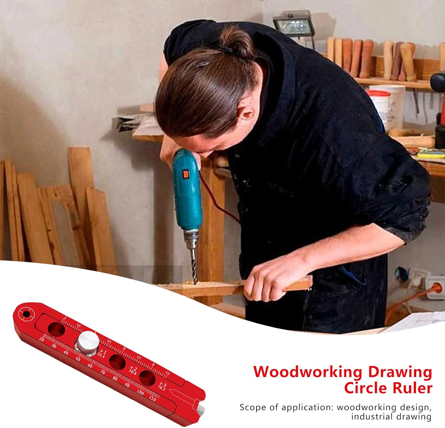 Scriber de brújula de carpintería de aleación de aluminio, ajustable métricapulgada redonda dibujo arco círculo regla marcado medidor herramientas