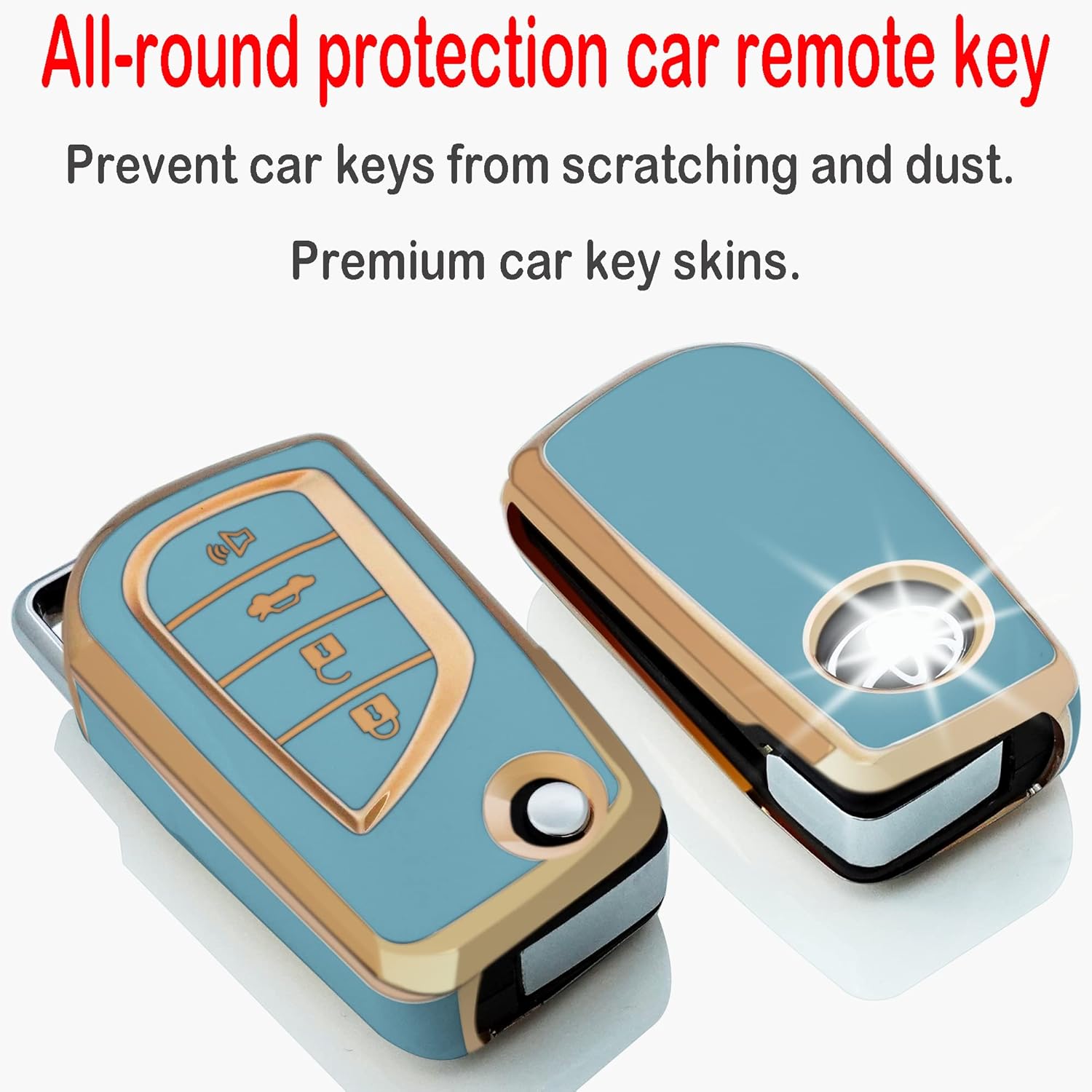 Funda para llavero Toyota con llavero, protector de TPU suave a la moda, compatible con Camry LESE, Corolla LESE Rav4 LE Flip Remote Smart Key