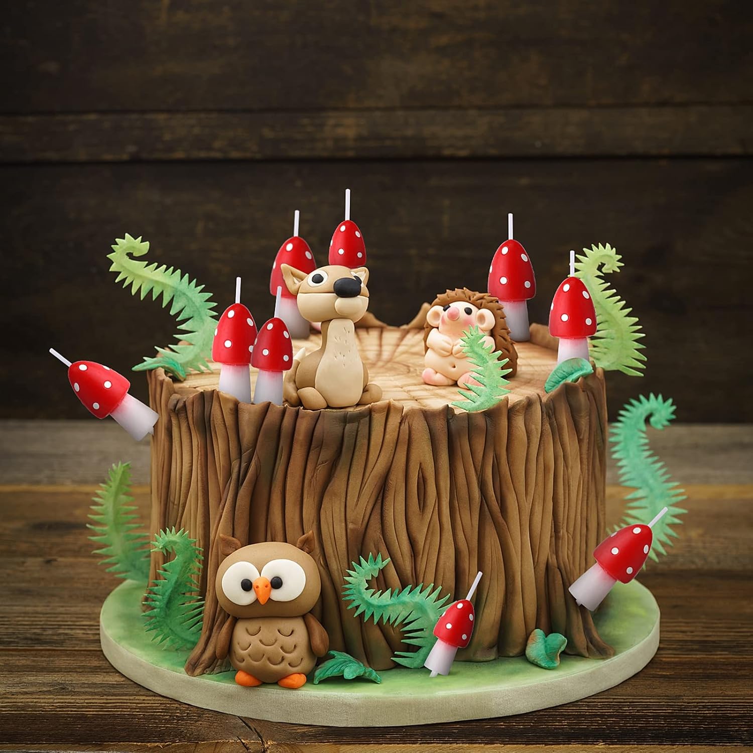 Velas de cumpleaños de 9 piezas de velas de hongos del bosque, decoraciones para tartas de hongos, decoración de pastel de hongos
