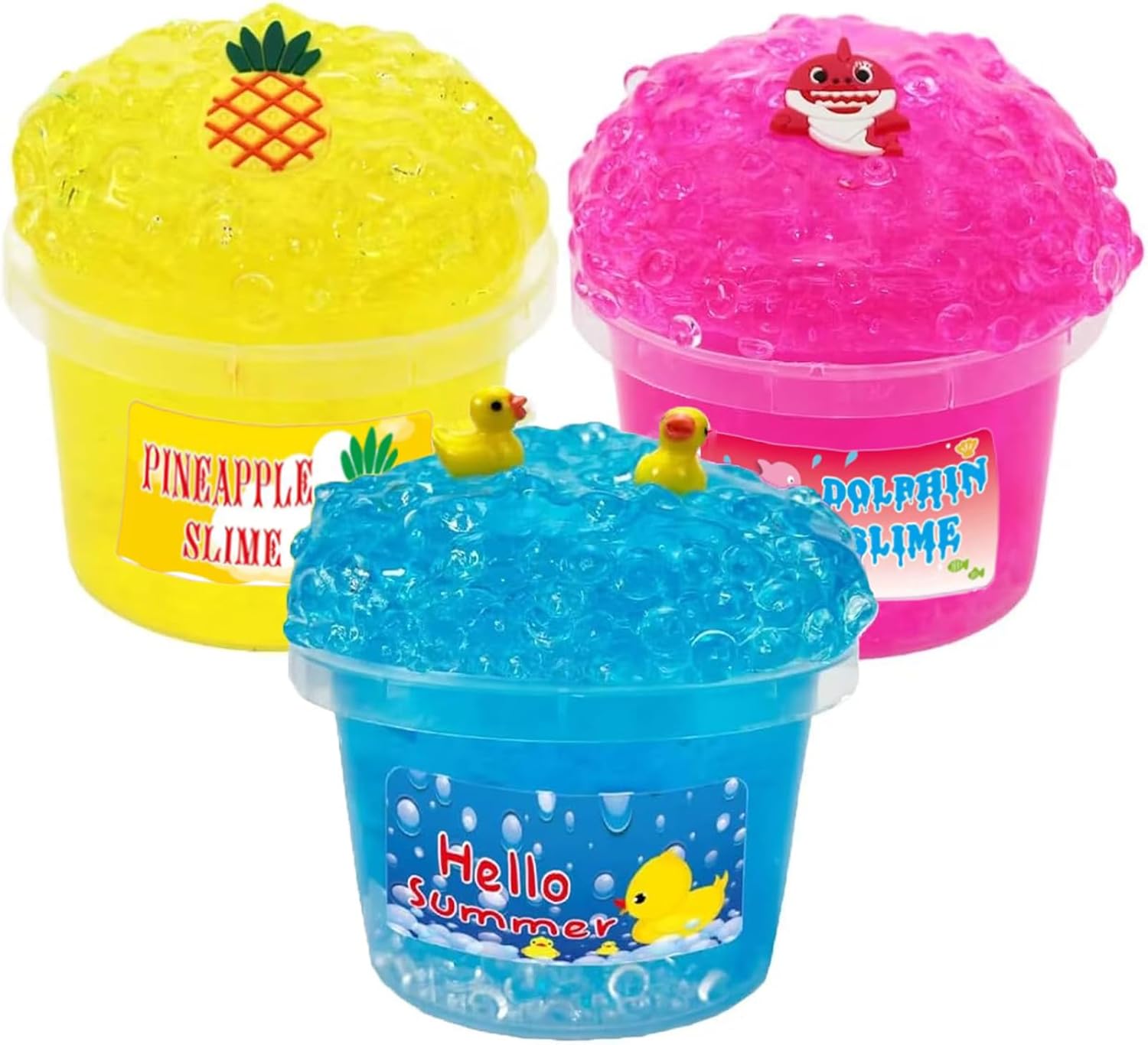 Paquete de 3 dijes crujientes para pecera, súper suave y antiadherente, ideal para regalos de cumpleaños para niñas y niños, recuerdos de fiesta