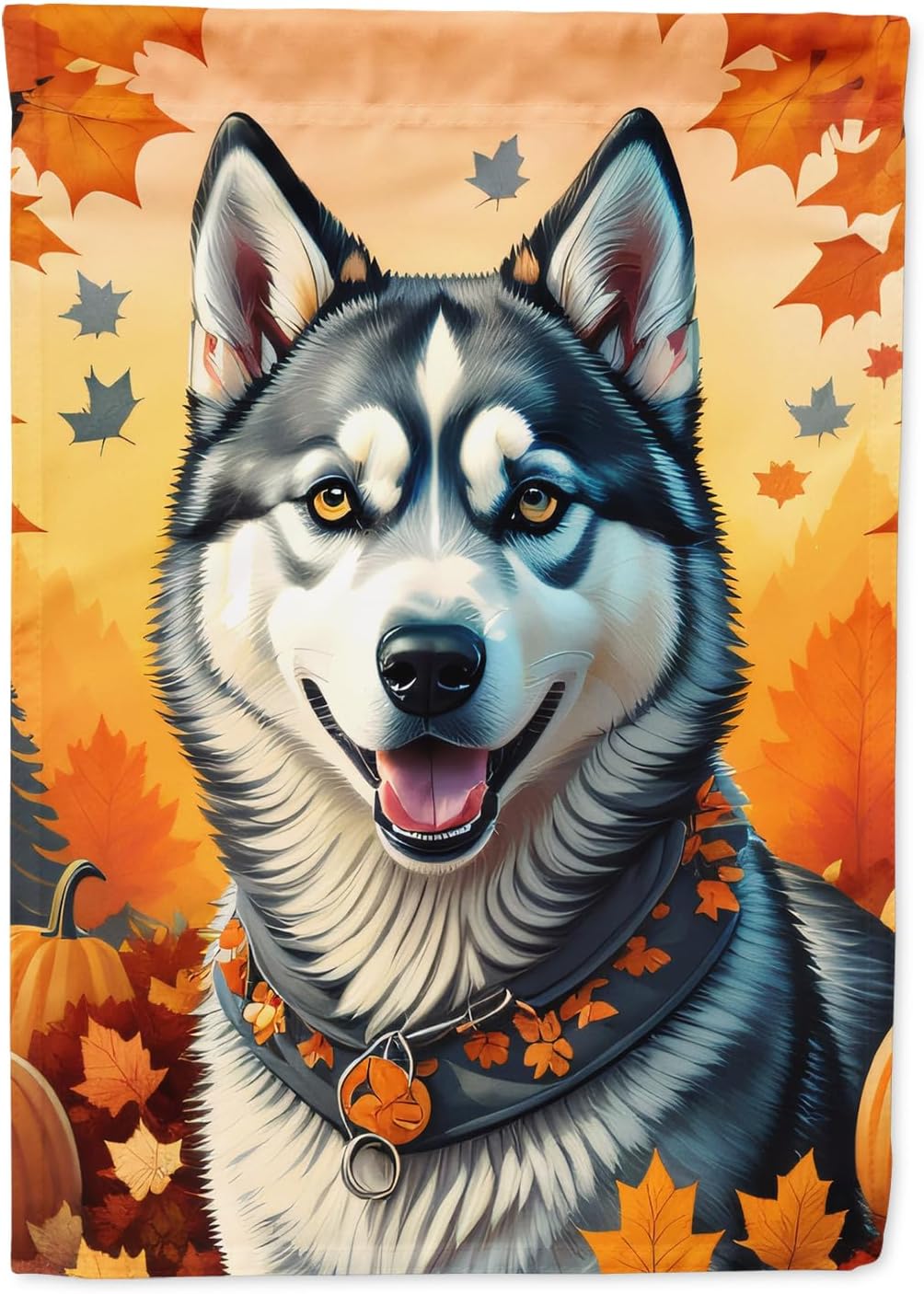 Caroline’s Treasures DAC1074CHF Siberian Husky Fall House Flag Large Porch Sleeve Pole Decorative Outside Yard Banner Artwork Wall Hanging,