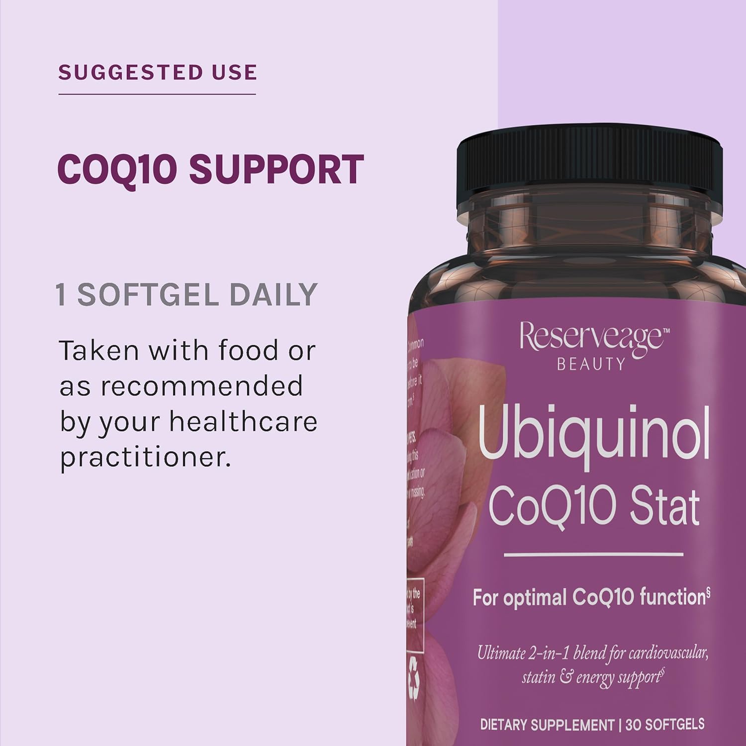 Reserveage Ubiquinol CoQ10 Stat – Cápsulas blandas de ubiquinol para uso diario – Proporciona apoyo para el sistema cardiovascular, niveles de