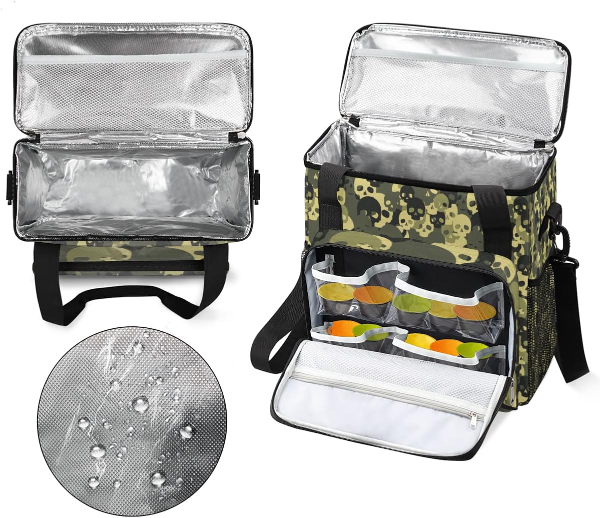 Bolsa de café de camuflaje con diseño de calavera y camuflaje, bolsa de almacenamiento de viaje, compatible con Keurig K-Mini o K-Mini Plus,