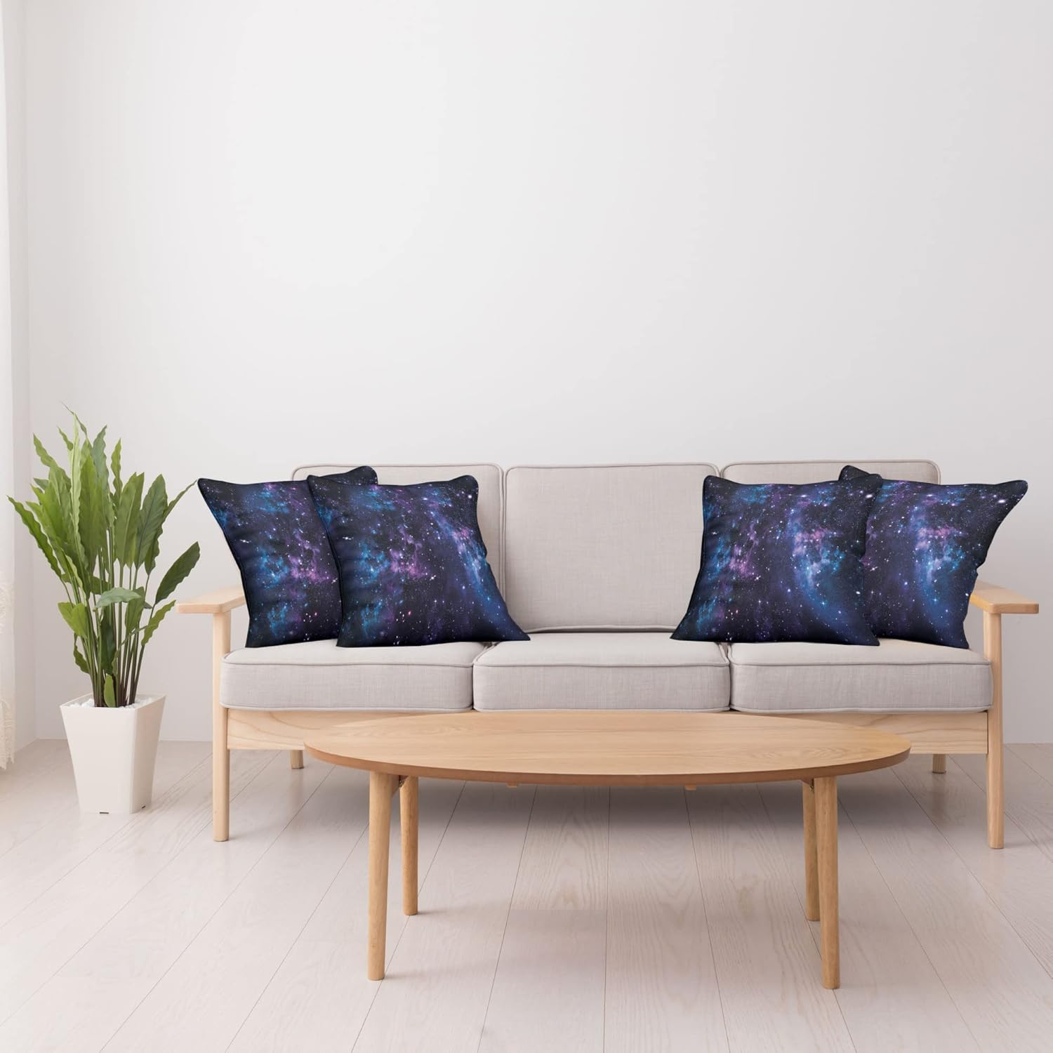 Ambesonne Paquete de 4 fundas de cojín espaciales, diseño de cielo místico, cúmulos de estrellas, cosmos, nebulosa, paisajes celestiales, obras de