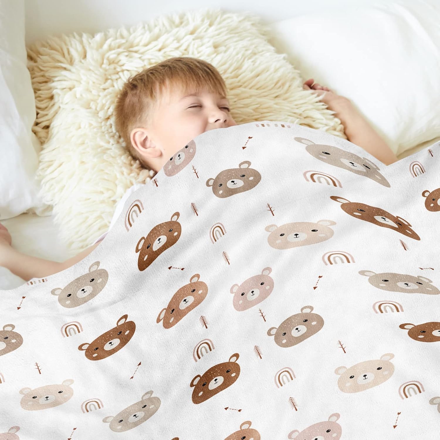 Manta de bebé para niños y niñas, encantadora manta de recepción de oso, manta de oso de forro polar súper suave para niños y niñas, manta de oso