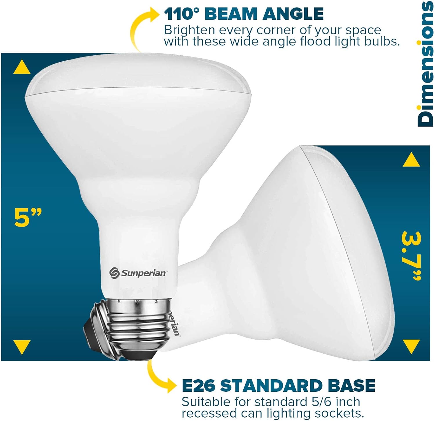 SUNPERIAN Bombilla LED BR30, 8.5 W  65 W, 3500 K blanco natural, 800 lúmenes, bombillas de inundación regulables para latas empotradas,