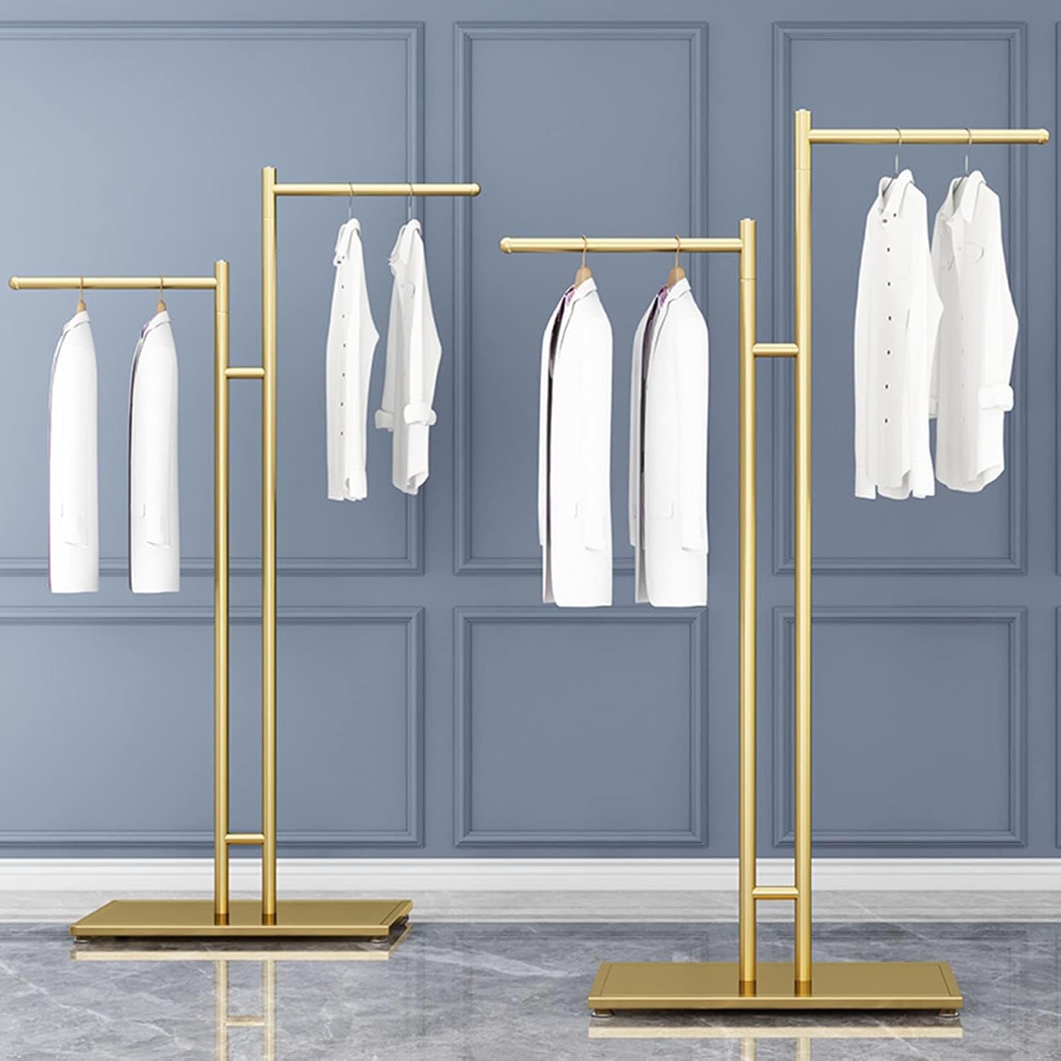 Perchero moderno de metal resistente dorado, colgador de ropa independiente para armario de dormitorio o soporte de exhibición de venta minorista,