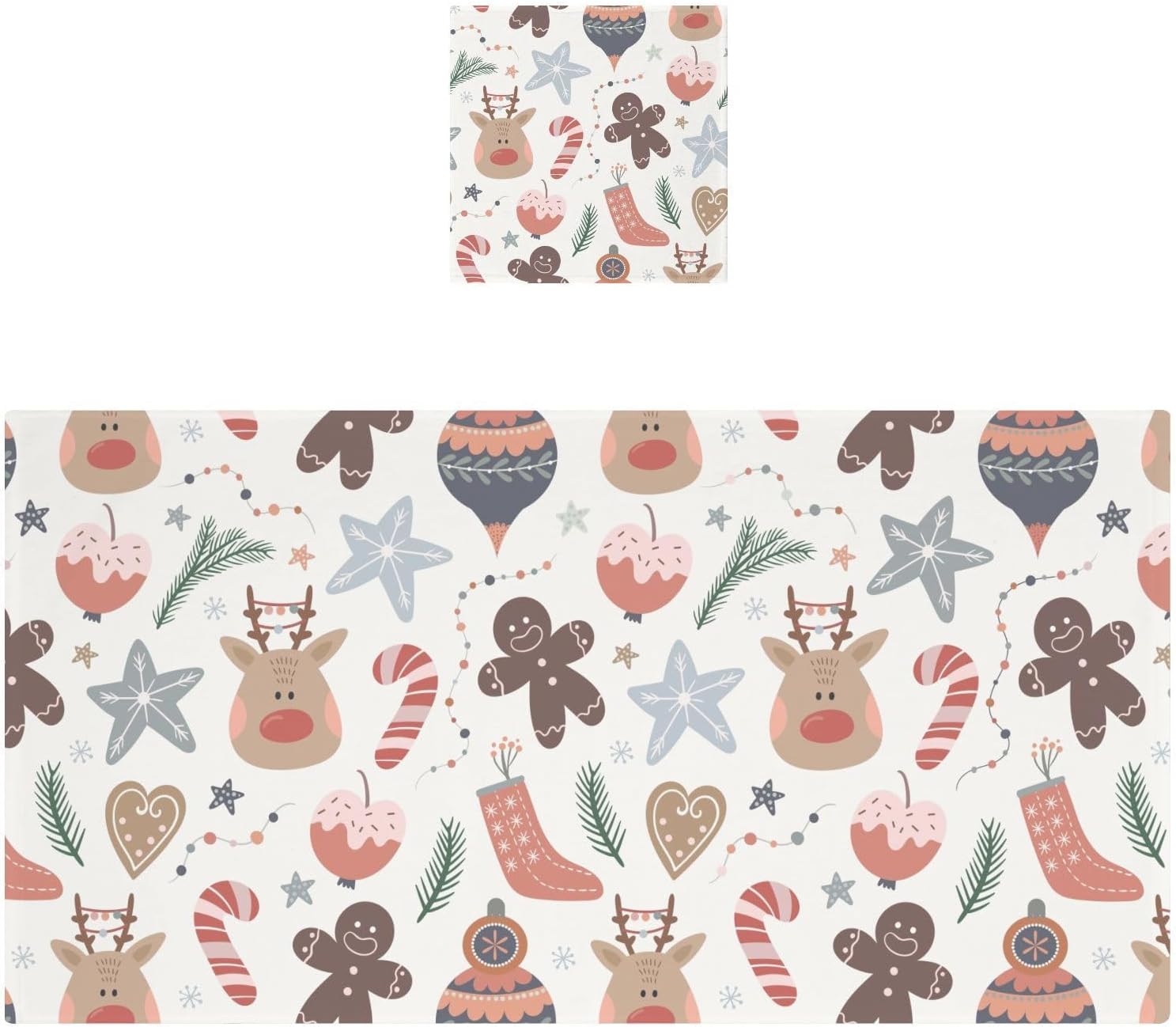 senya Bath Towel Set, Christmas Forest Animal Reindeer Gingerbread Cotton Bath Towels Soft Highly Absorbent Fast Drying for Bathroom Gym Hotel