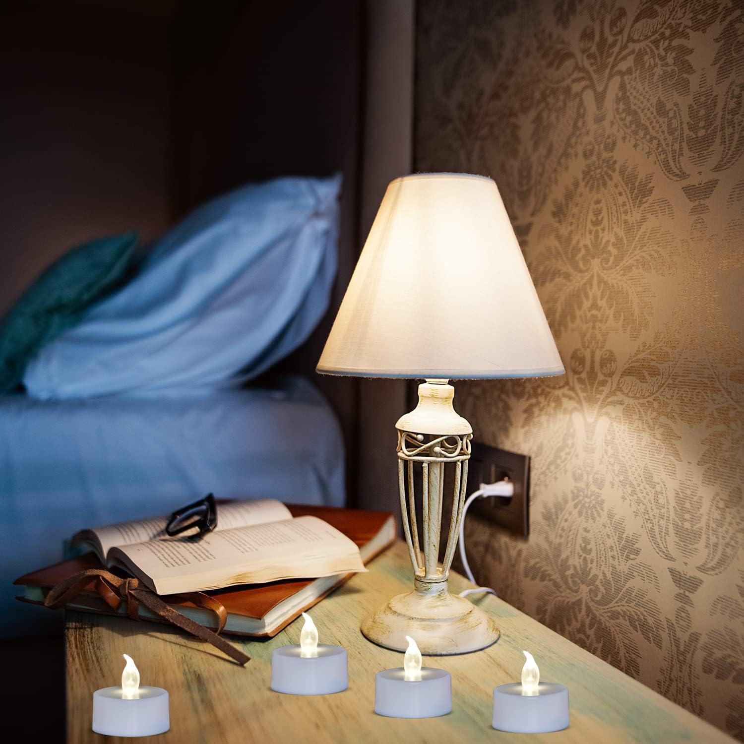 150 velas de té LED parpadeantes sin llama, velas votivas falsas de larga duración, más de 200 horas para el hogar, vacaciones, boda, lámpara blanca