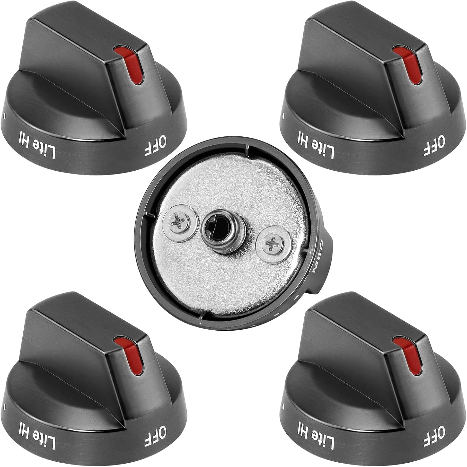 MIFLUS Black DG64-00473B – Pomo de estufa de gas de acero inoxidable para perillas de estufa eléctrica, estufa de gas, pomos de quemador de