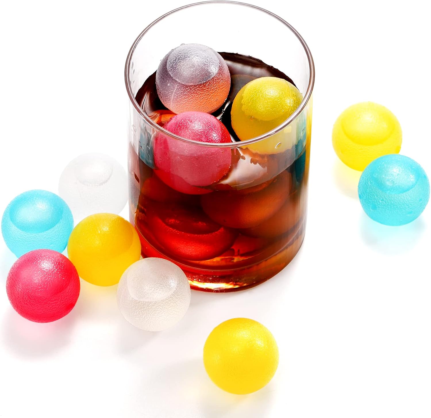 ZOOFOX Paquete de 200 cubitos de hielo reutilizables para bebidas, cubitos de hielo de plástico de colores, cubitos de hielo redondos para cócteles,