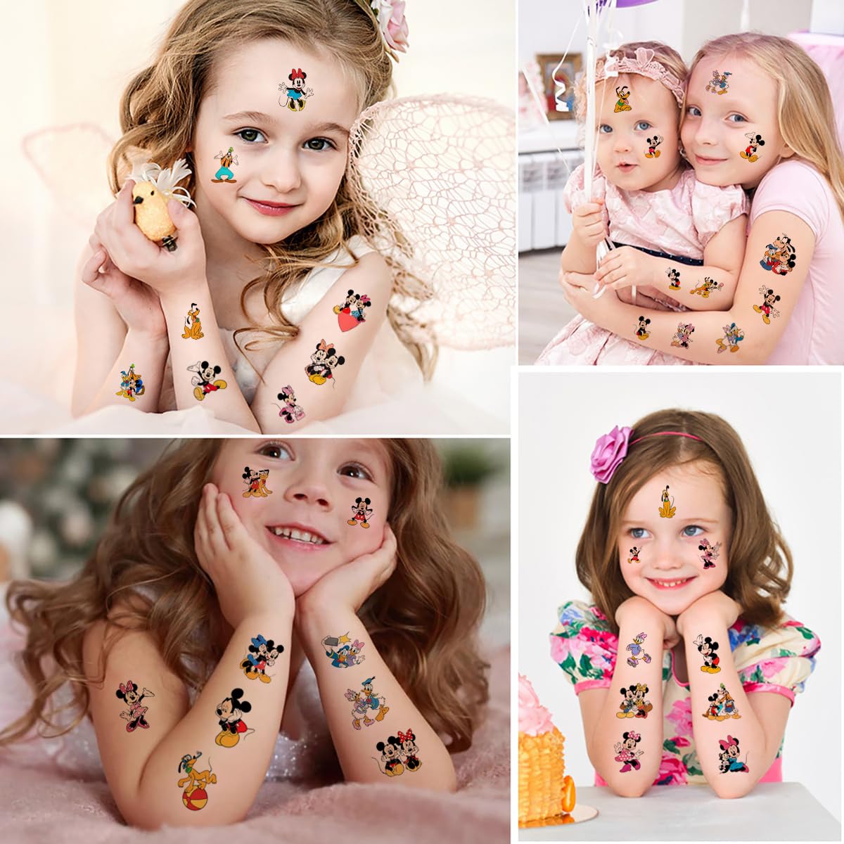12 hojas de tatuajes temporales lindos para niños, suministros de fiesta de cumpleaños, decoraciones de fiesta para niñas, niños, juegos de fiesta,