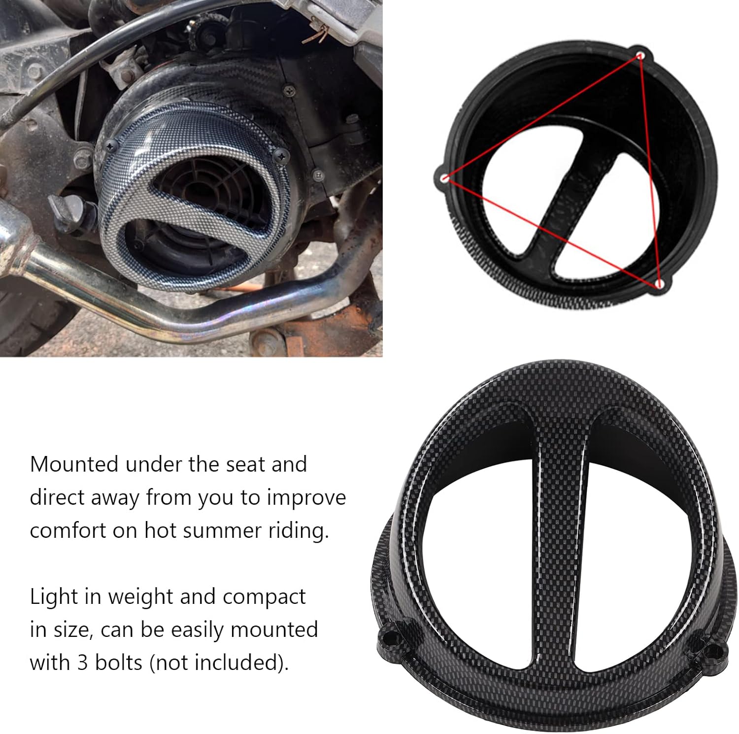 Acouto Cubierta de pala de aire para motocicleta, cubierta de ventilador de refrigeración de motor de motocicleta, reemplazo de estilo de fibra de