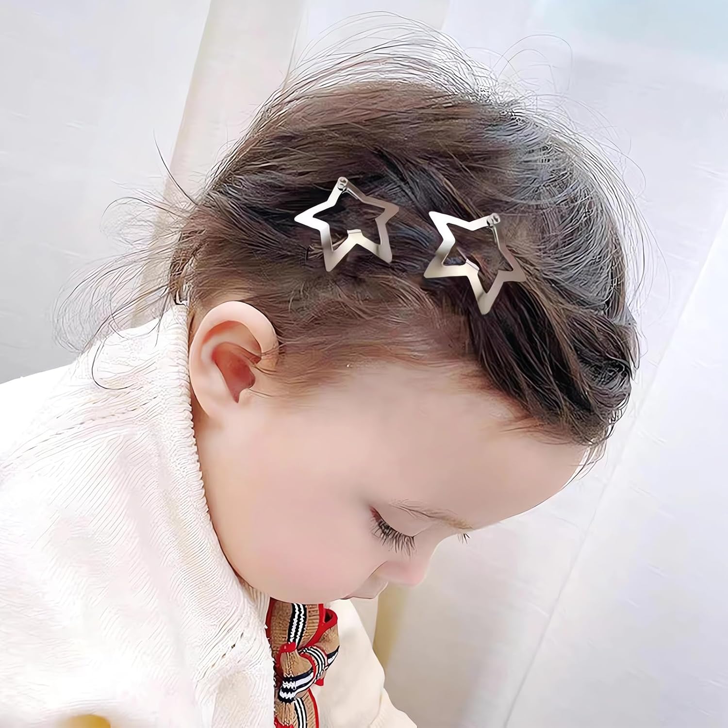 20 pinzas para el cabello Y2K de 1.57 pulgadas, accesorios plateados para el cabello de niña de los años 2000, pinzas de estrellas, pasadores de