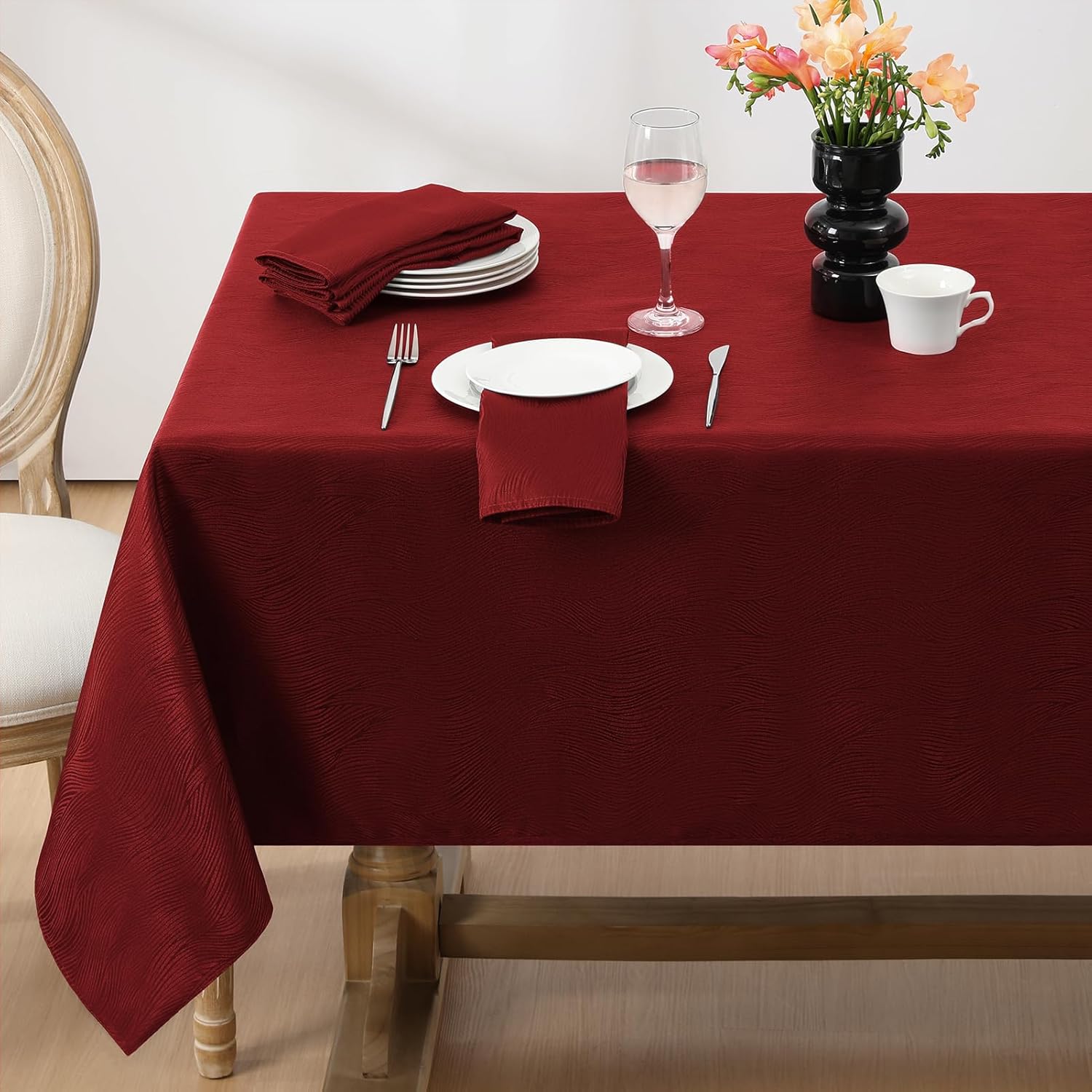 Softalker Mantel rectangular de jacquard navideño, diseño de remolino, impermeable, resistente a las manchas, sin arrugas, peso pesado, para cenas,