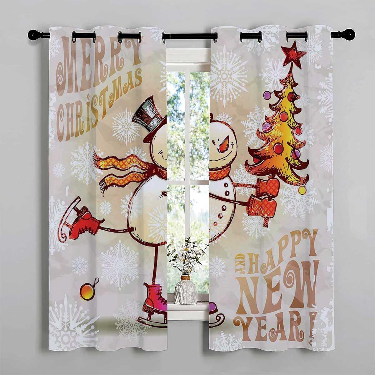 YANFENQI Cortinas para Habitacion Christmas Grommet Short Curtains for Closet with No Door Room Darkening 55Inch Width by 72Inch Length,2 Panels