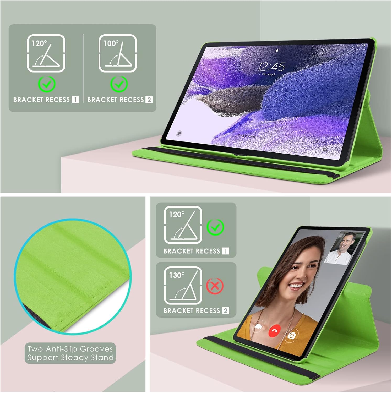 DETUOSI Funda giratoria de 360 para Samsung Galaxy Tab S7 FE 5G de 12.4 pulgadas 2021, Galaxy Tab S8 Plus Funda para tableta 5G 2022, Galaxy Tab S7