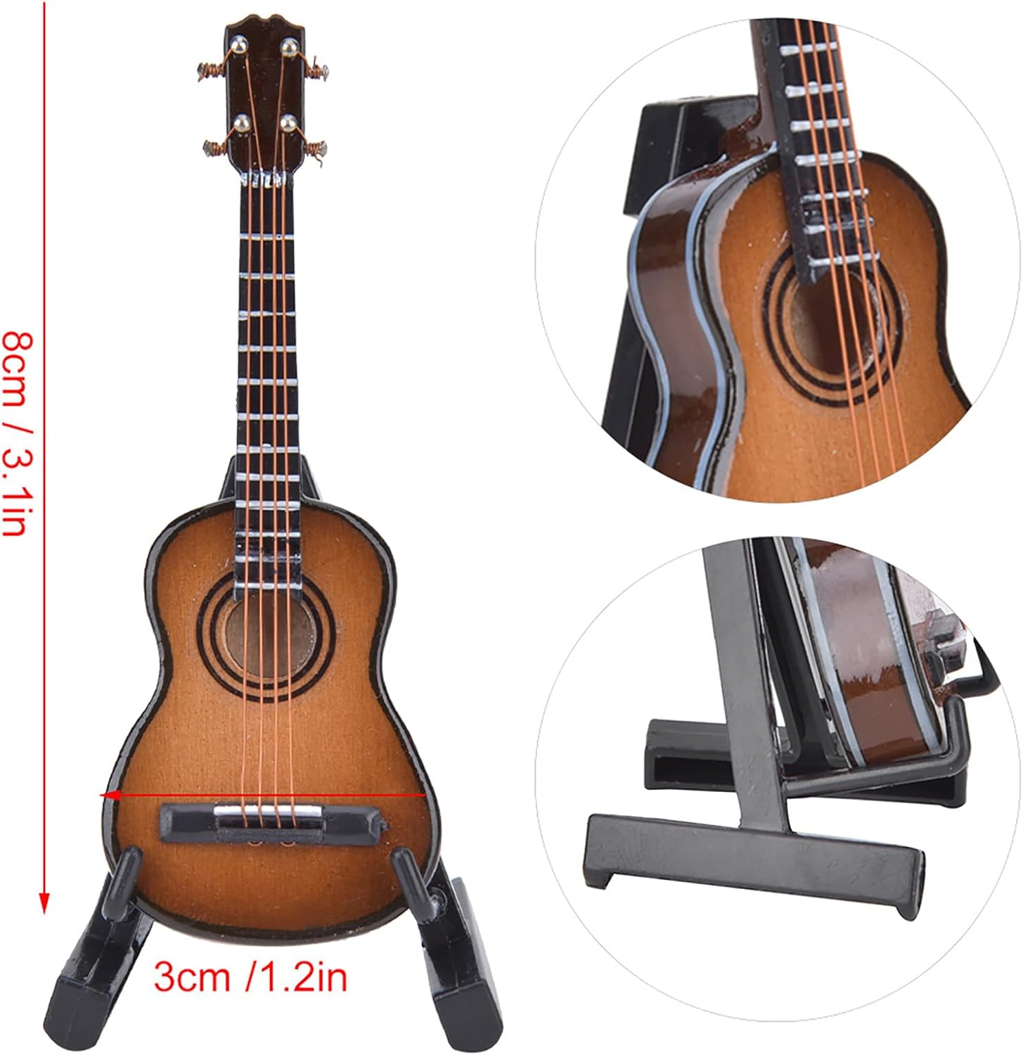 PerGar Modelo de guitarra clásica en miniatura con soporte y estuche, modelo de guitarra clásica, réplica de mini instrumento musical, decoración de