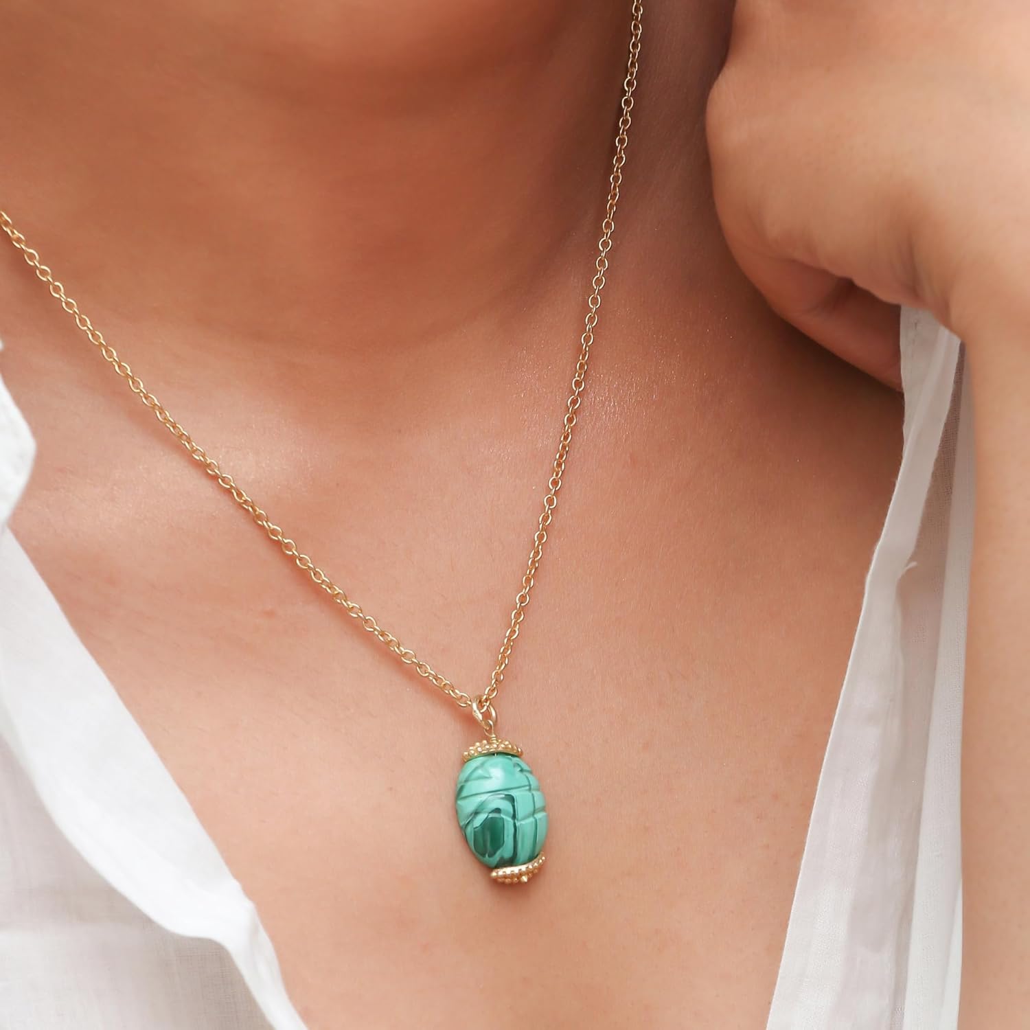 Gempires Natural Lapis Lazuli Beetle Necklace, Scarab Pendant, September Birthstone, Energy Healing Crystals, Gift for Her, Gemstone Jewelry (Lapis