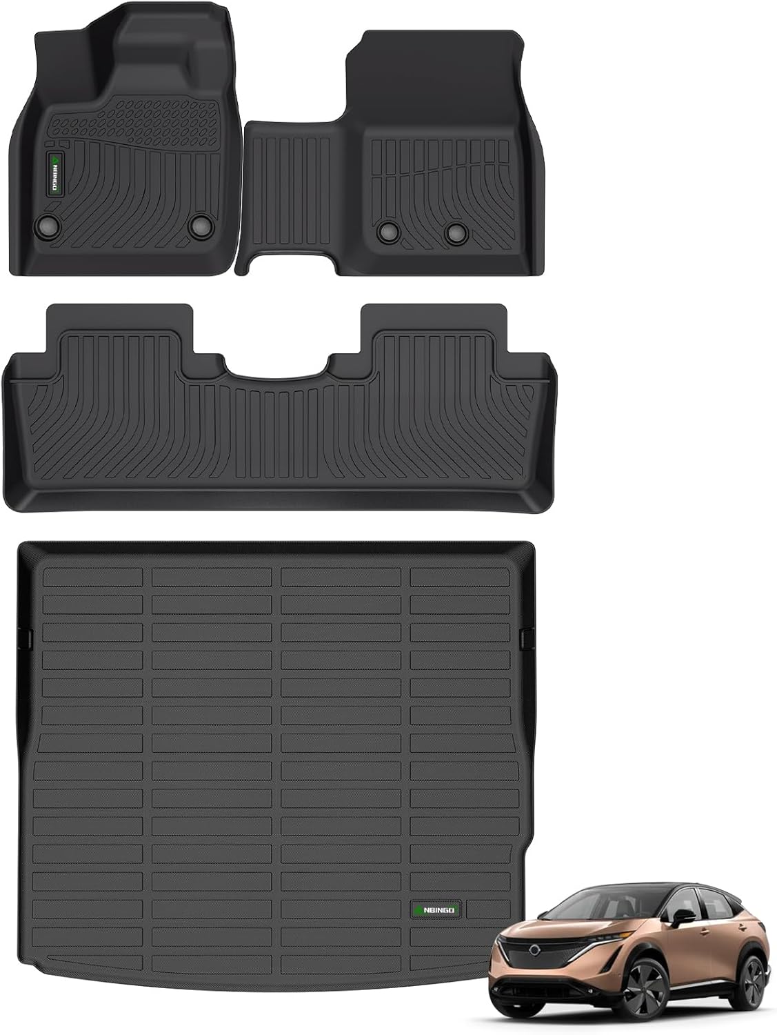 ANBINGO -Alfombrillas y forro de carga personalizadas para Nissan Ariya 2023. Protección para todo tipo de clima, TPE impermeable, antideslizantes,