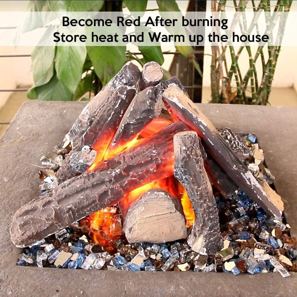 Hisencn Juego de troncos para chimenea de gas, troncos de abedul blanco de cerámica para chimeneas de gas, ventilados, chimeneas de gas eléctricas,